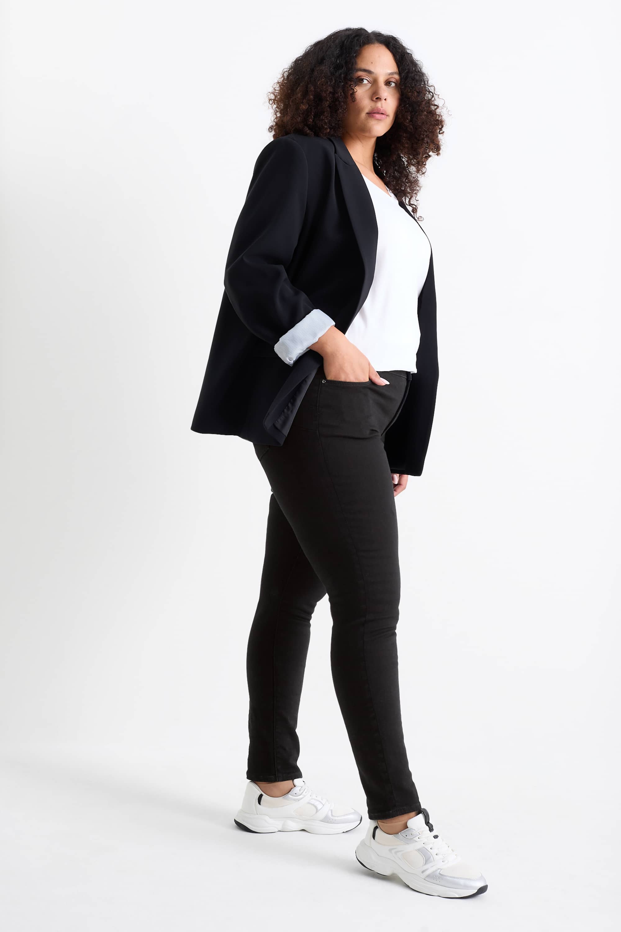 Skinny jeans - mid waist - shaping jeans - LYCRA® black