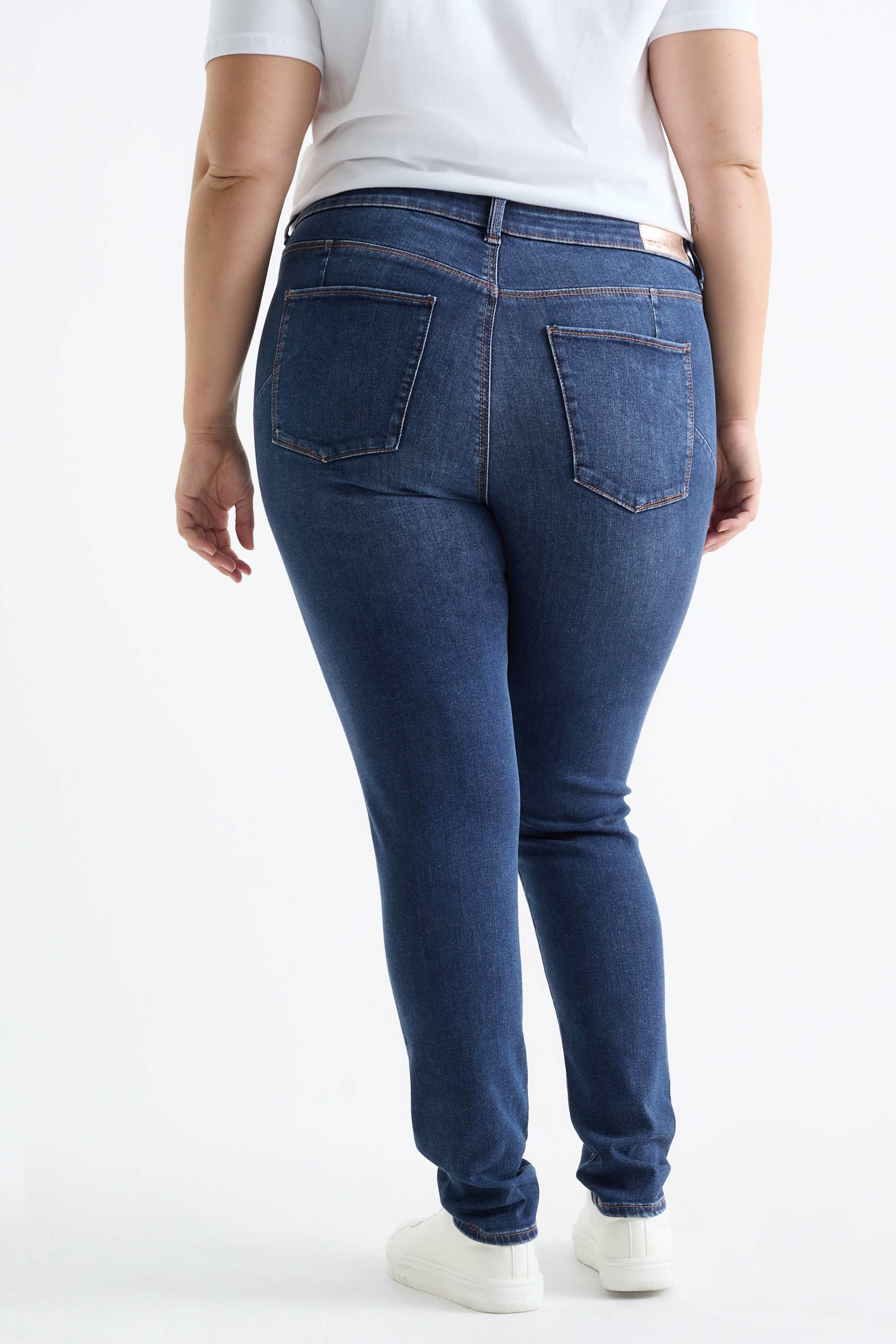 Skinny jeans - mid-rise waist - shaping jeans - LYCRA® blue denim