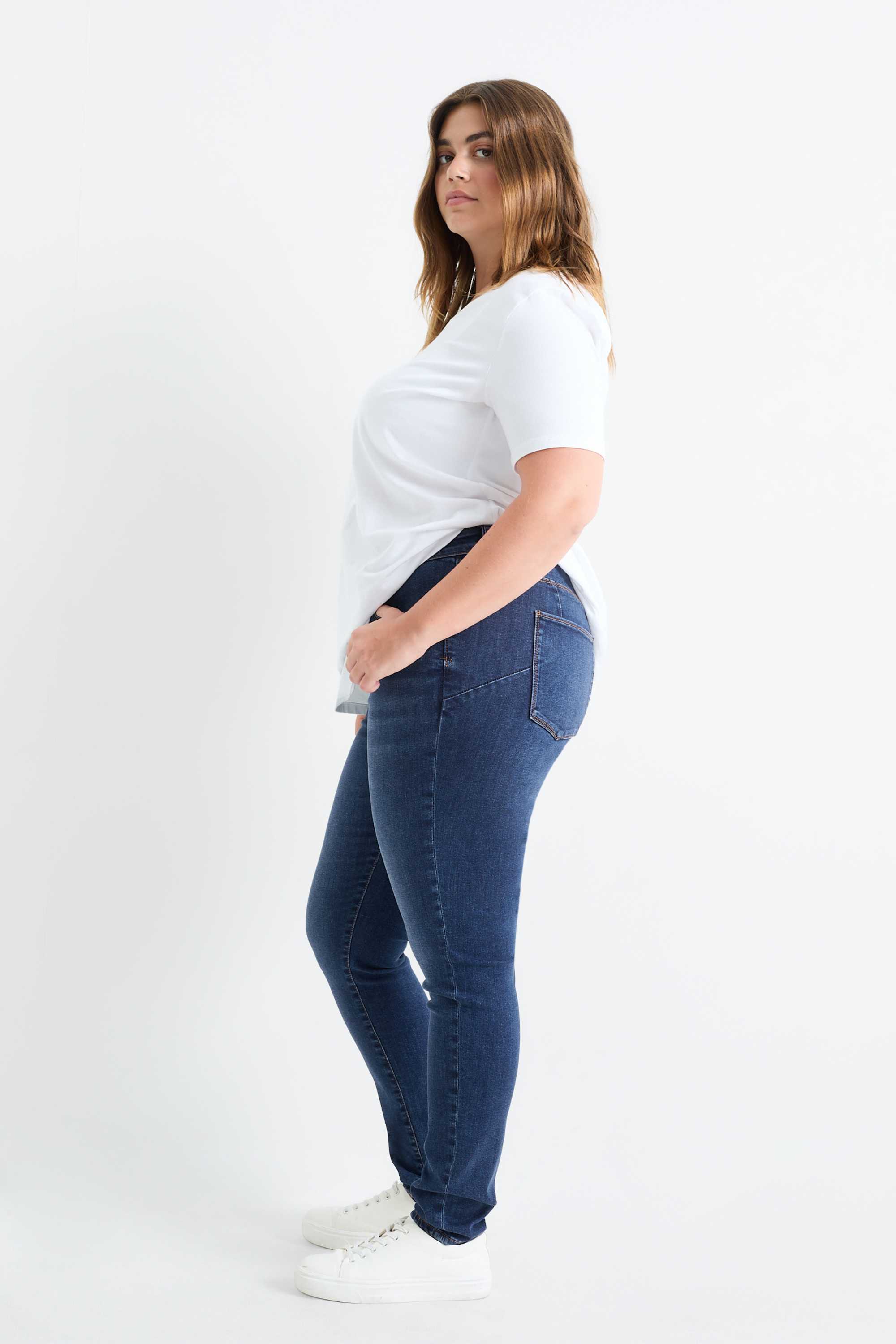 Skinny jeans - mid-rise waist - shaping jeans - LYCRA® blue denim