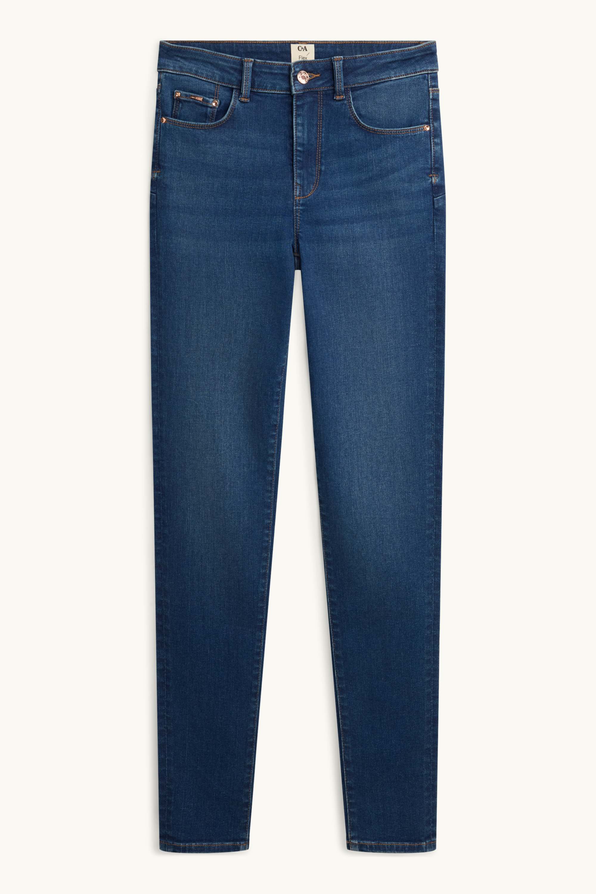 Skinny jeans - mid-rise waist - shaping jeans - LYCRA® blue denim
