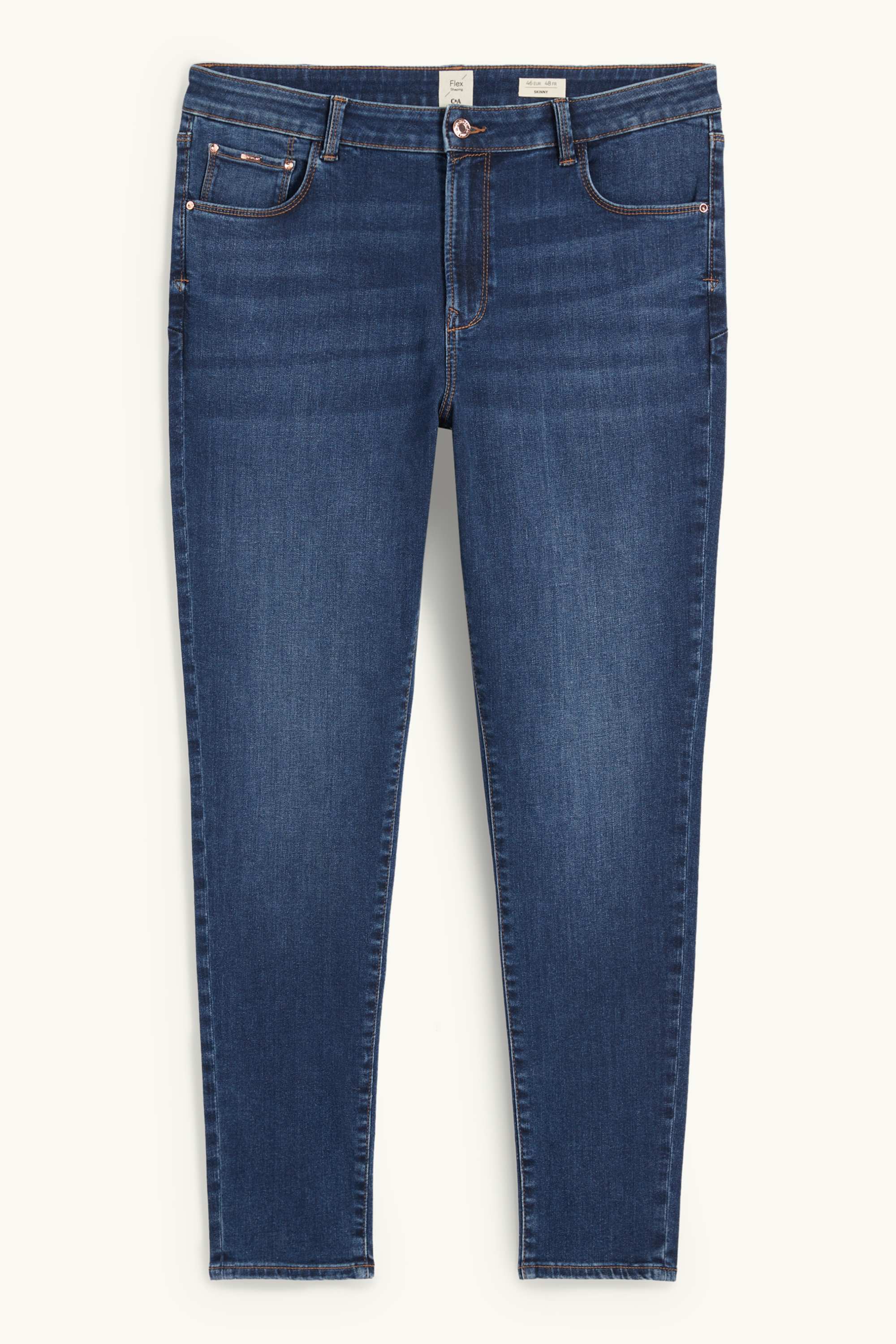 Skinny jeans - mid-rise waist - shaping jeans - LYCRA® blue denim