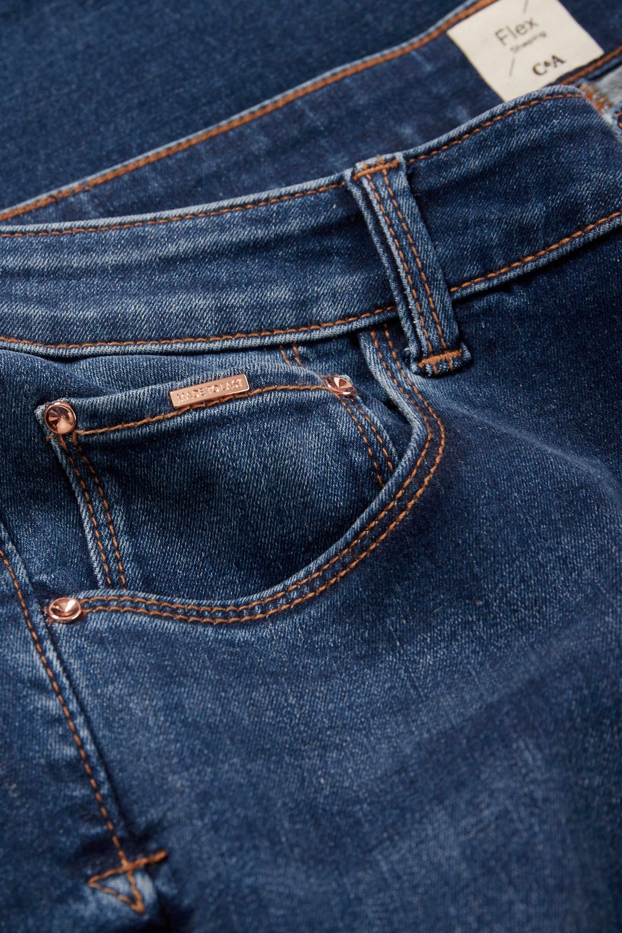 Skinny jeans - mid-rise waist - shaping jeans - LYCRA® blue denim
