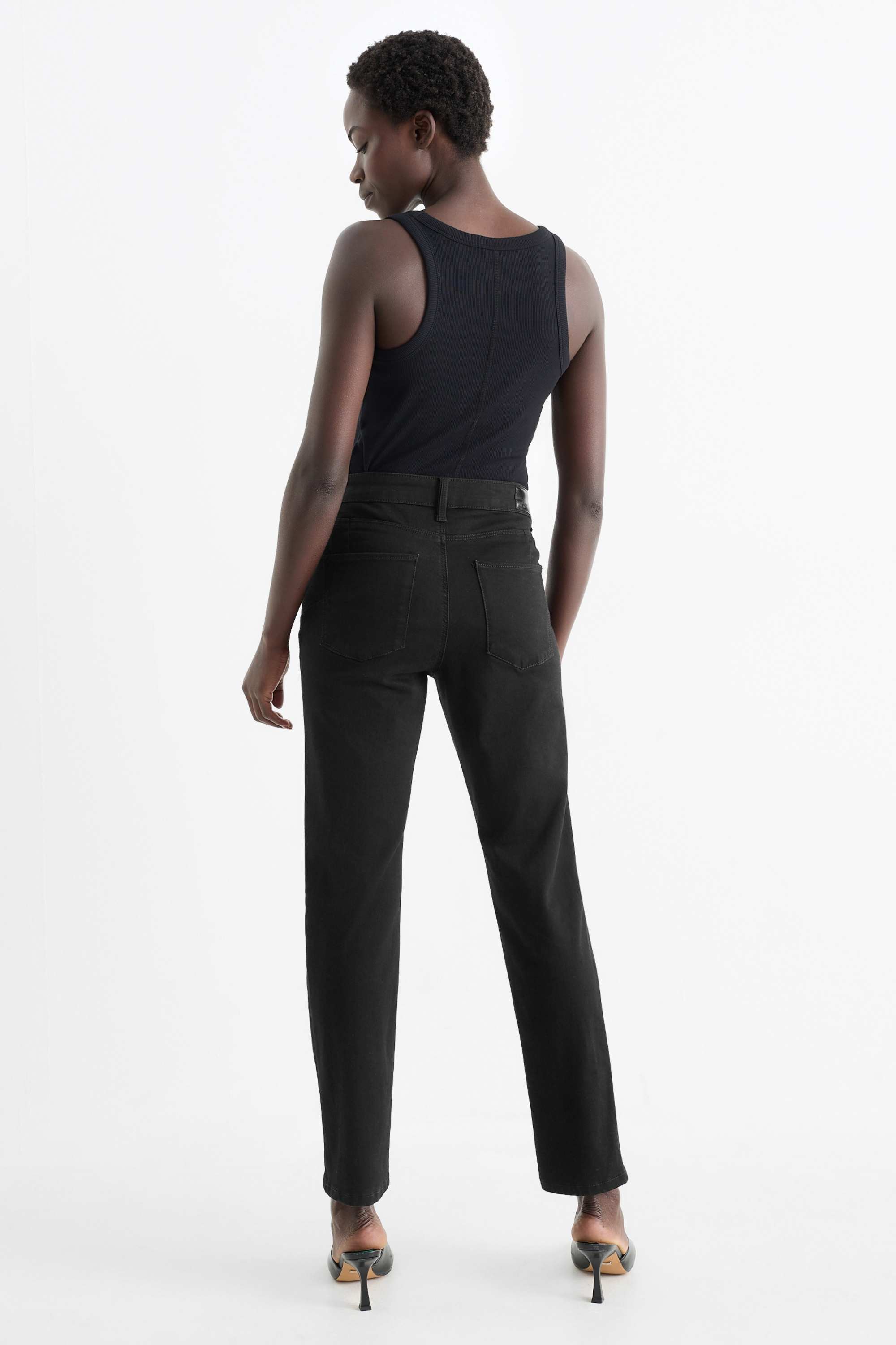 Slim jeans - mid-rise waist - shaping jeans - LYCRA® black