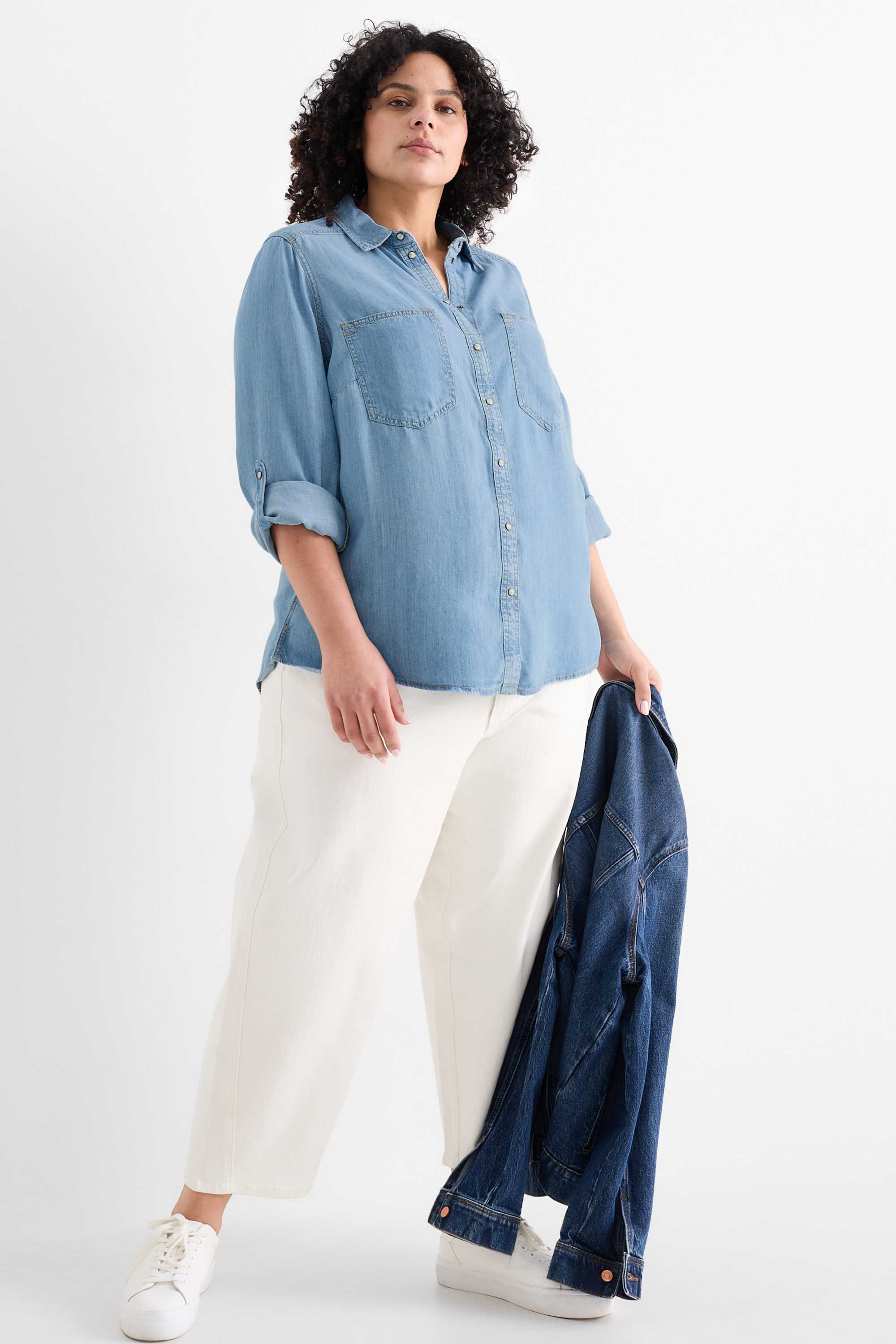 Denim blouse denim-light blue