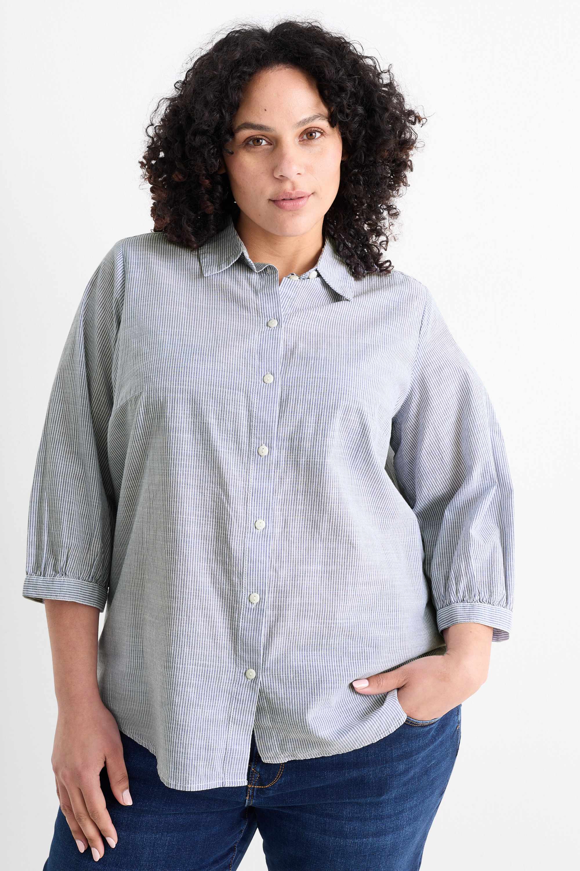Blouse - striped blue