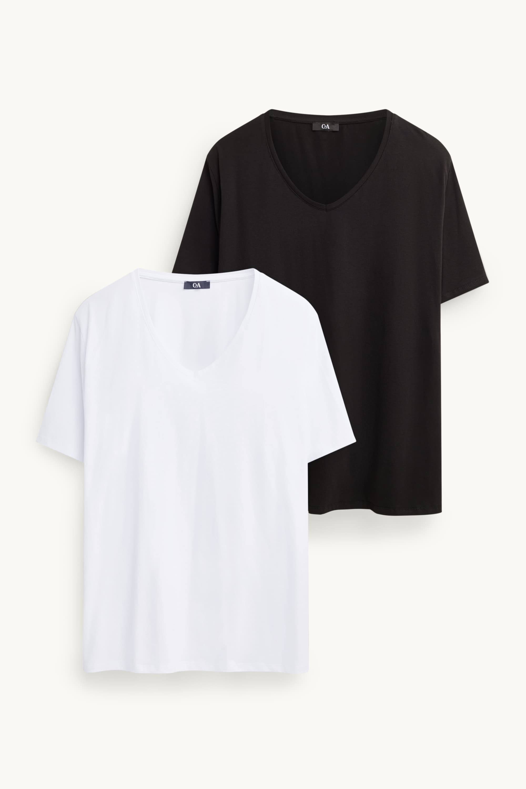Multipack of 2 - V-neck T-shirt - stretch - LYCRA® white