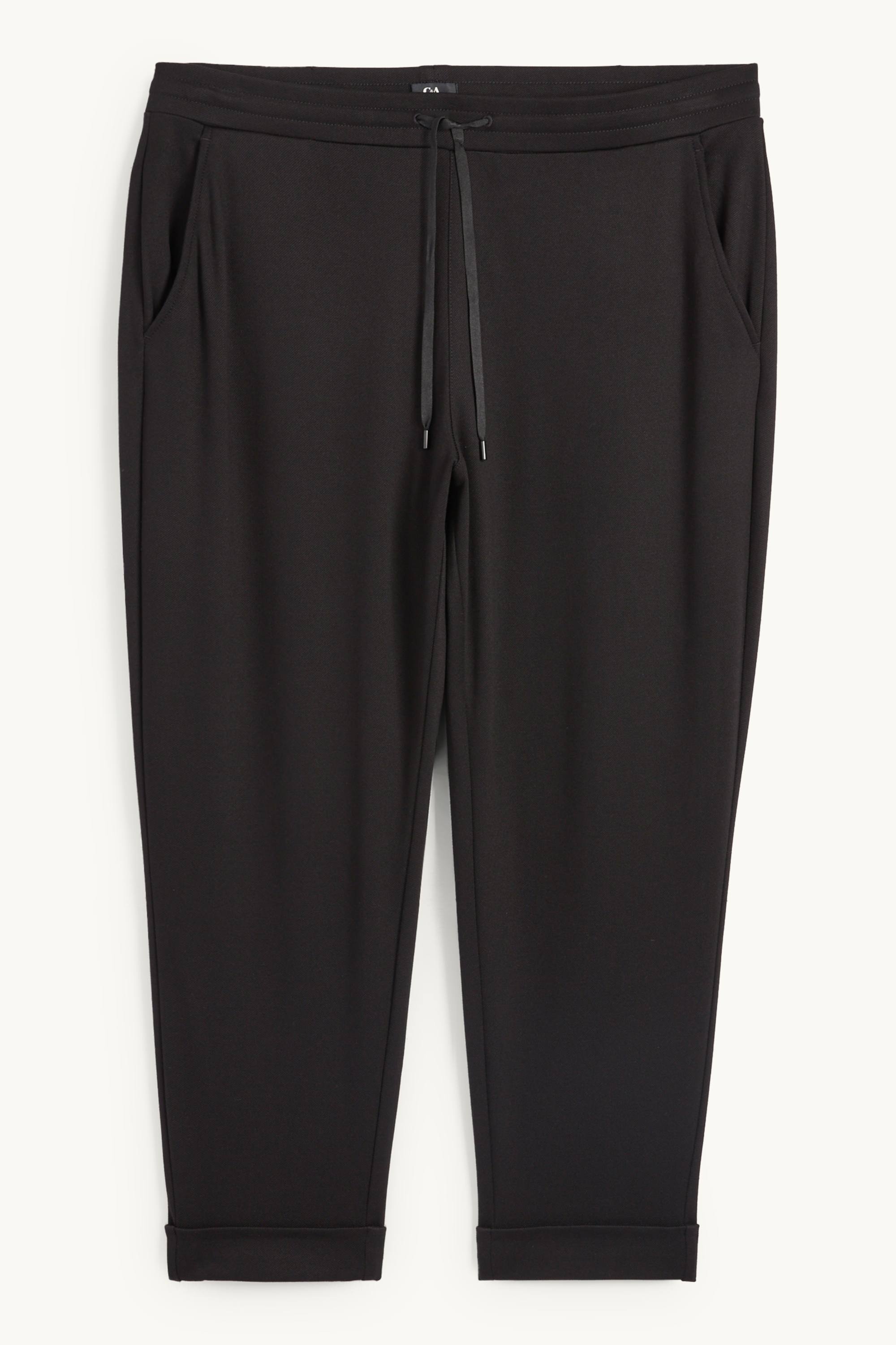 Cloth trousers - mid-rise waist - tapered fit black