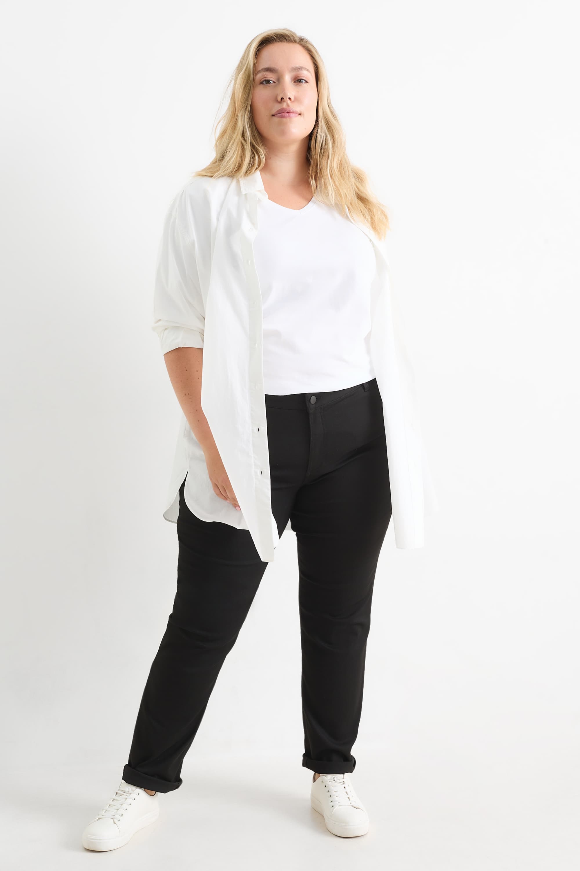 Cloth trousers - high waist - slim fit black