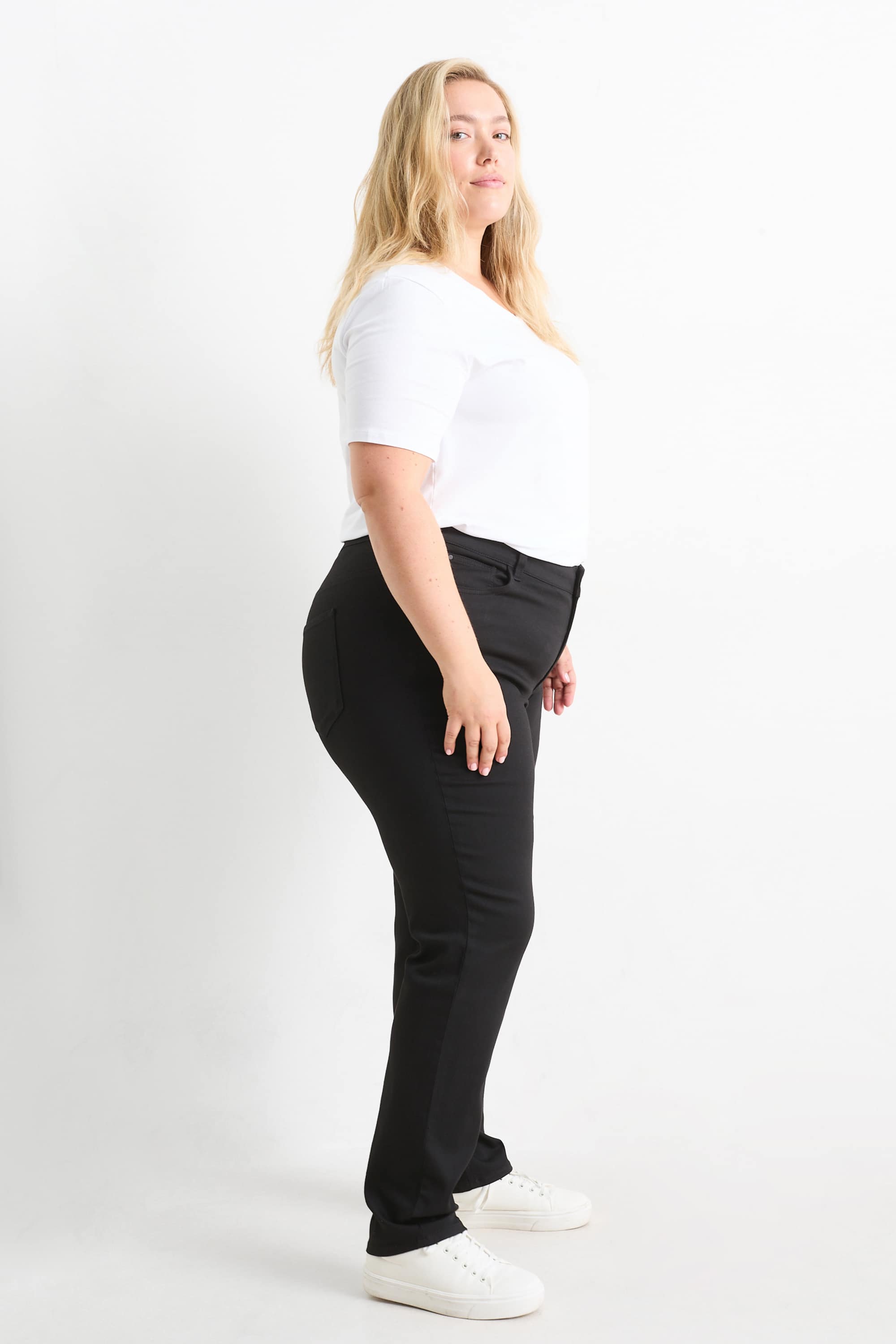 Cloth trousers - high waist - slim fit black