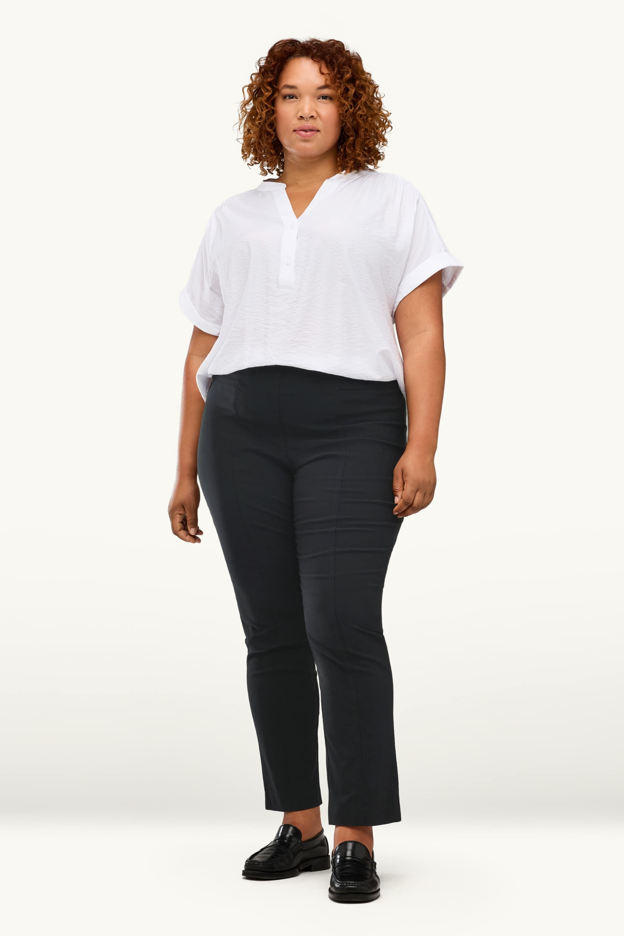 Cloth trousers - high waist - straight fit - LYCRA® black
