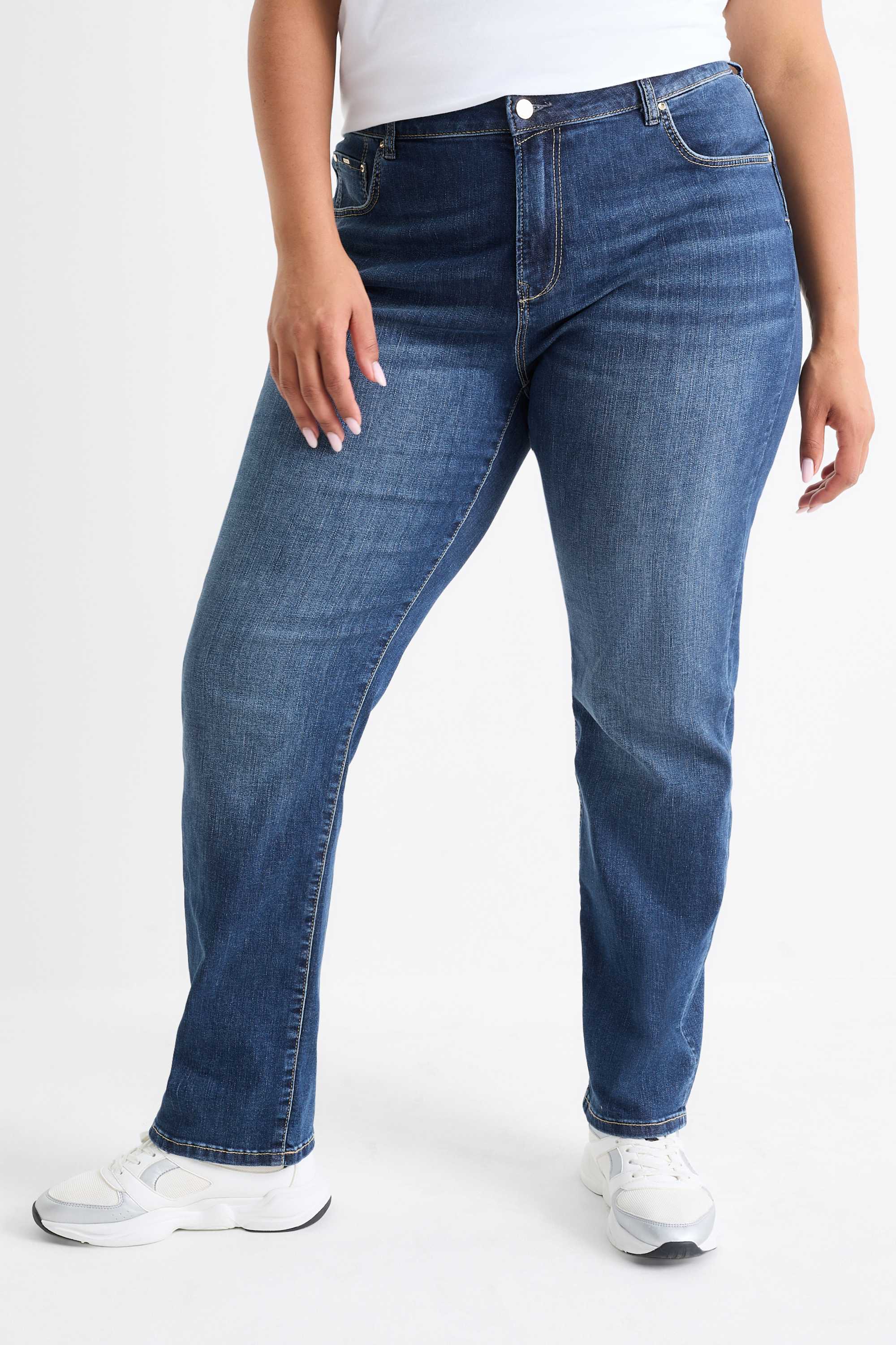 Straight jeans - mid-rise waist - LYCRA® denim-dark blue
