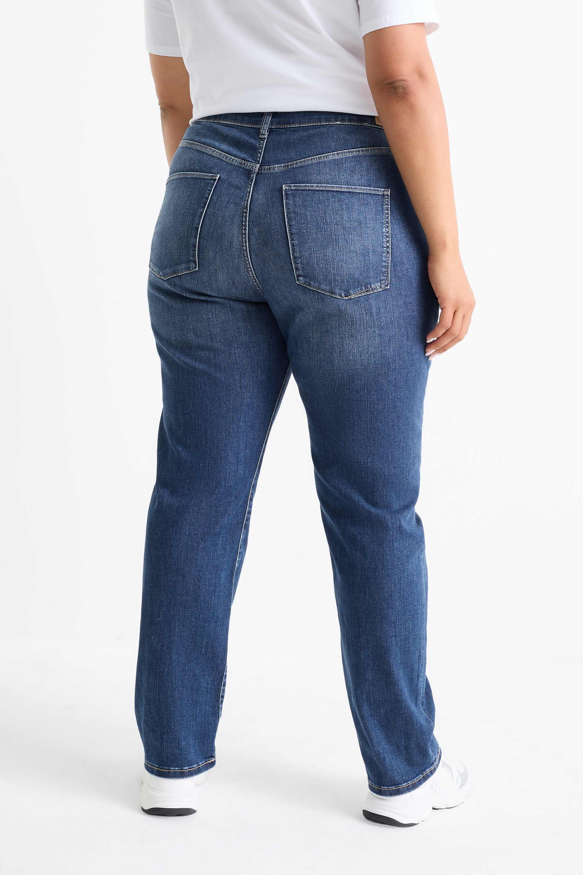 Straight jeans - mid-rise waist - LYCRA® denim-dark blue