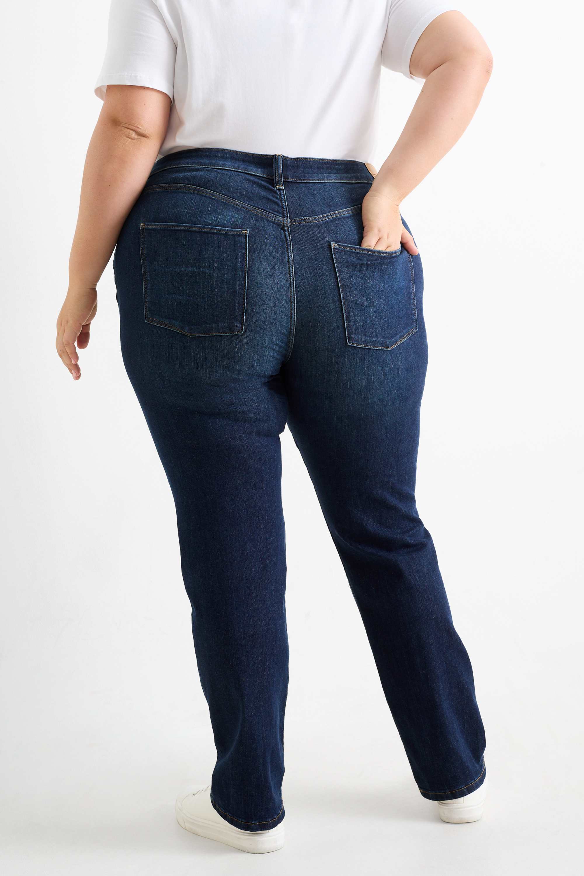 Straight jeans - mid-rise waist - LYCRA® denim-dark blue