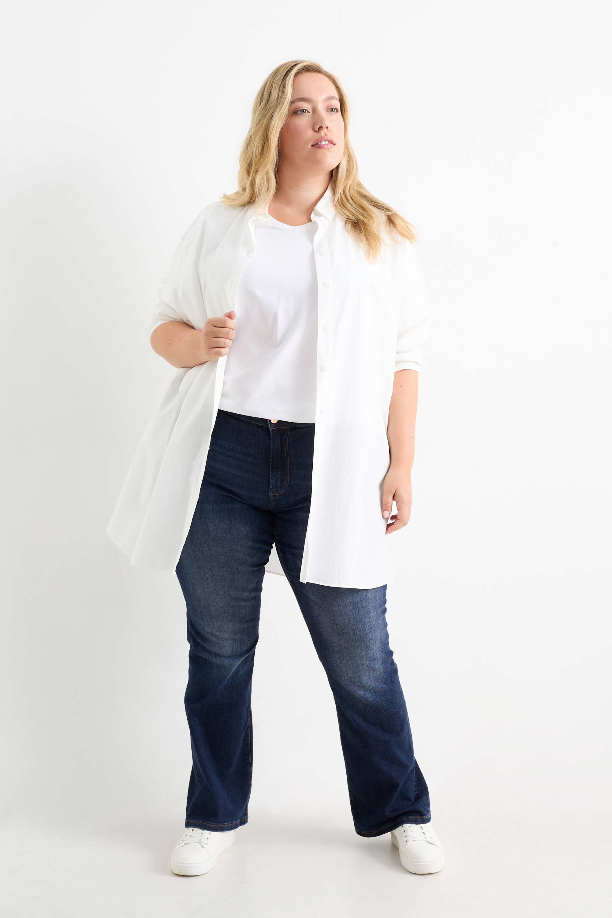Bootcut jeans - mid-rise waist denim-dark blue