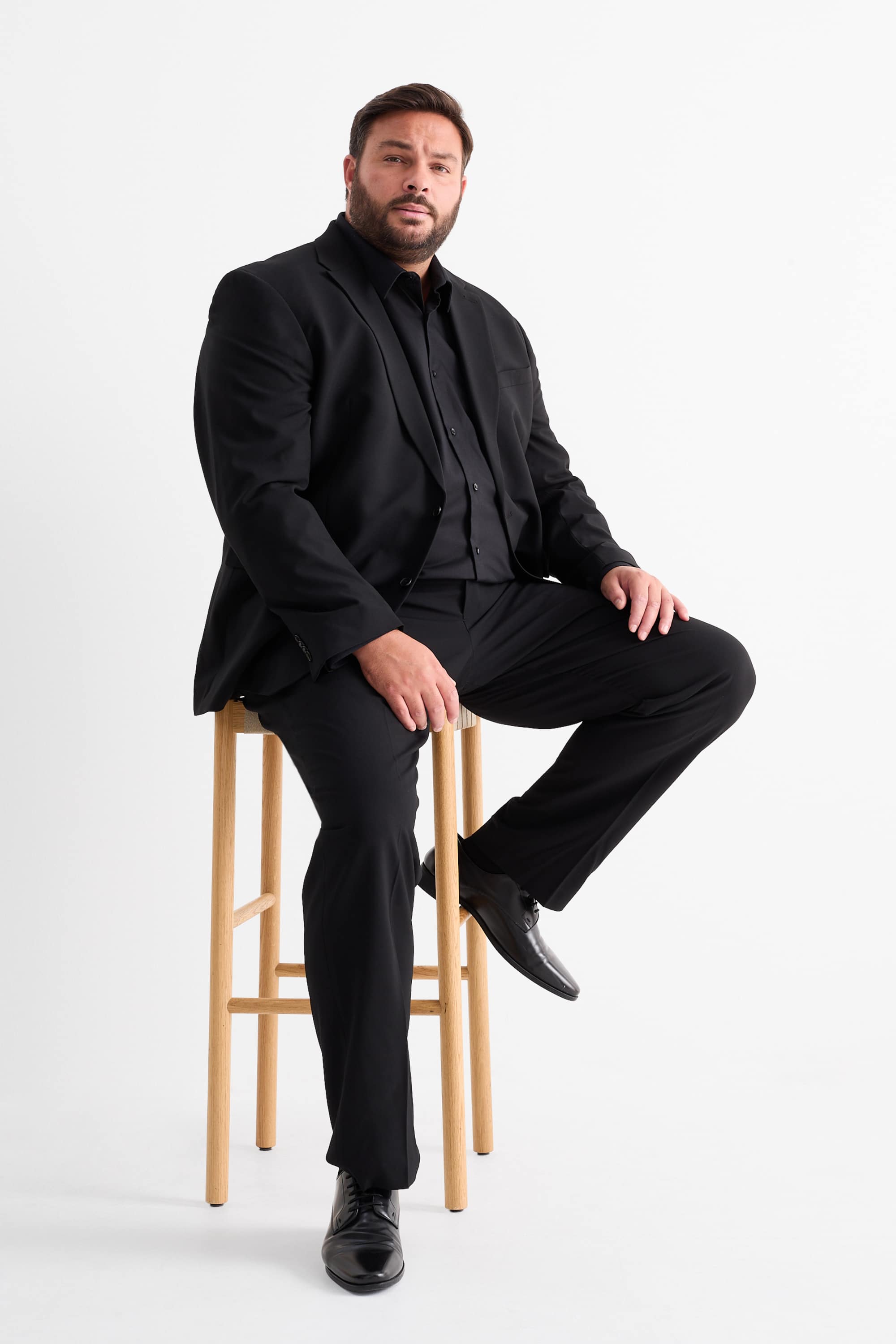 Shirt - regular fit - kent collar - easy-iron black
