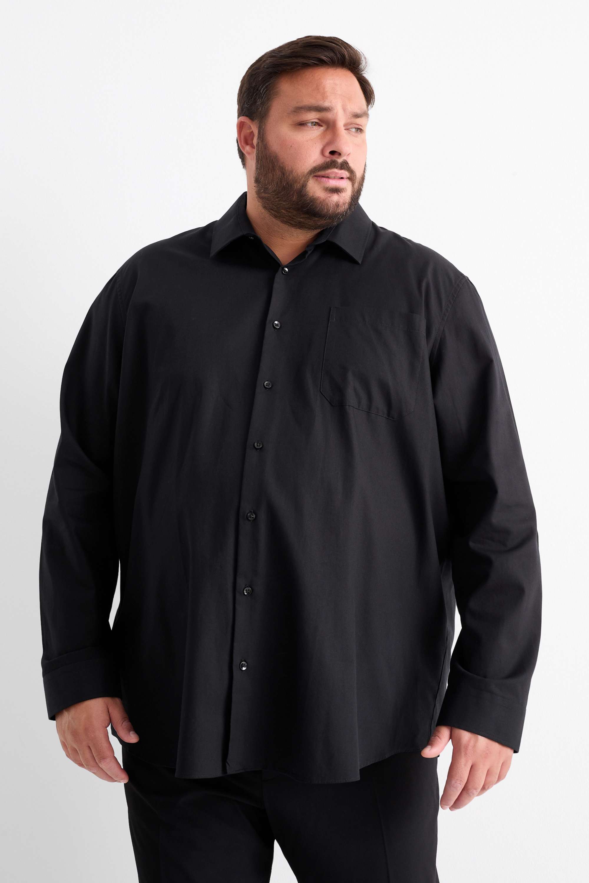 Shirt - regular fit - kent collar - easy-iron black