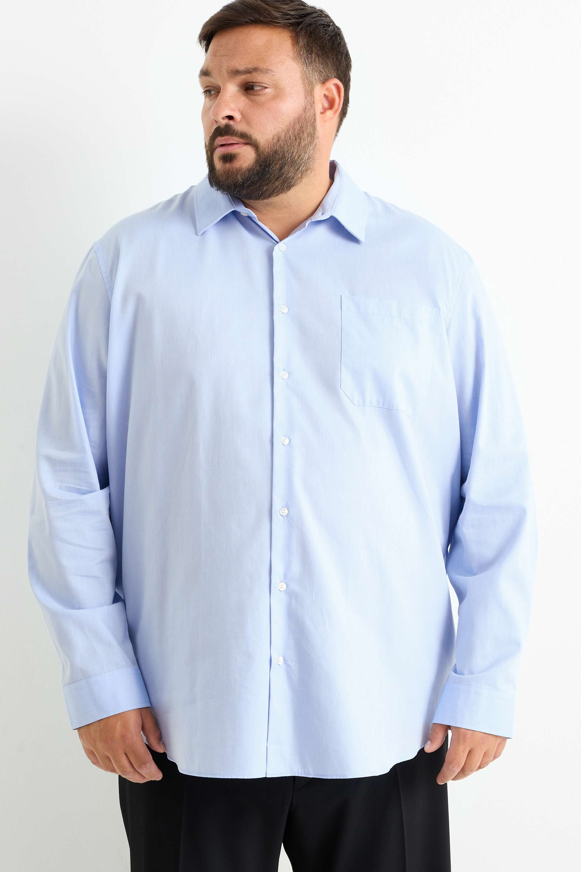 Shirt - regular fit - kent collar - easy-iron light blue