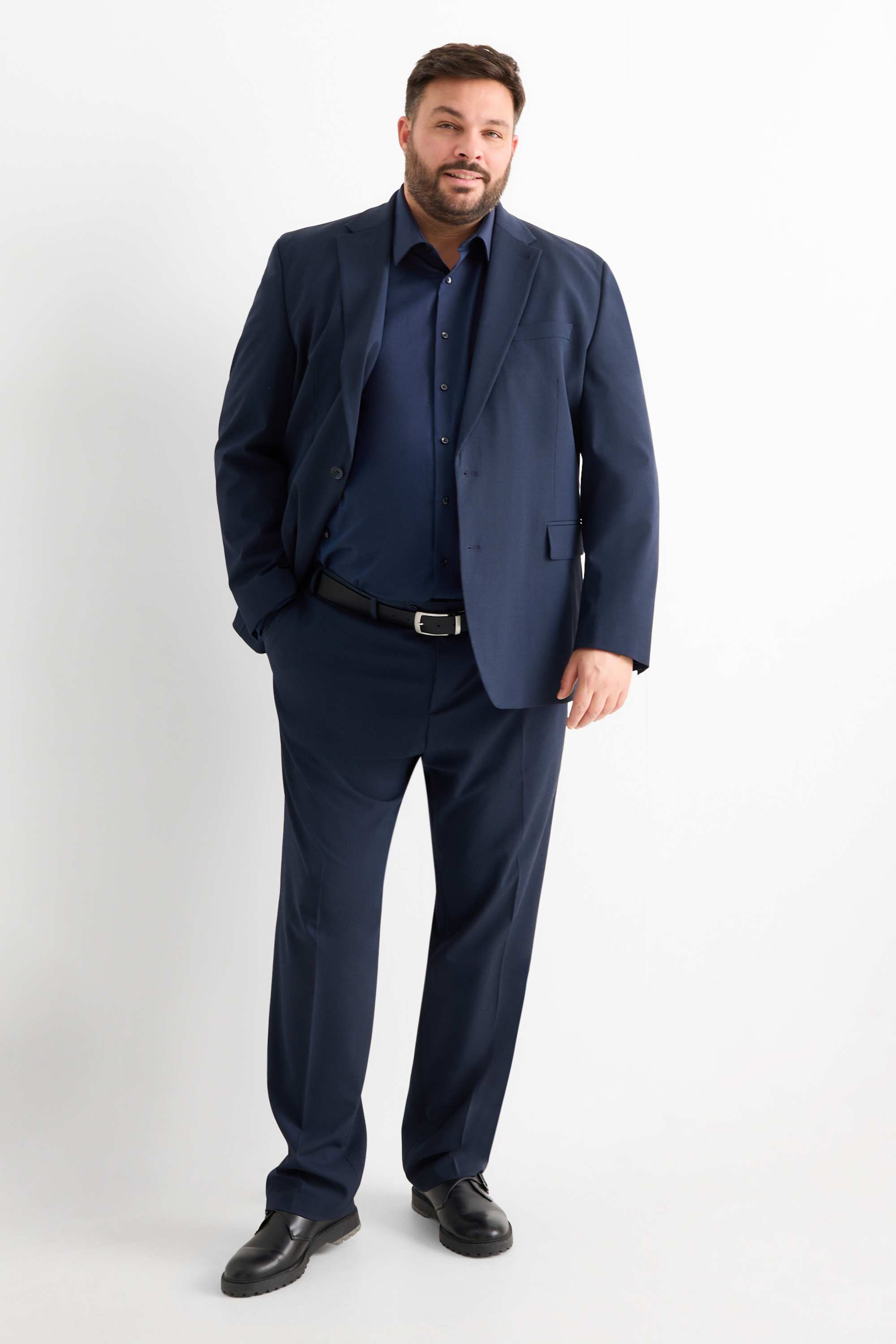Shirt - regular fit - kent collar - easy-iron dark blue