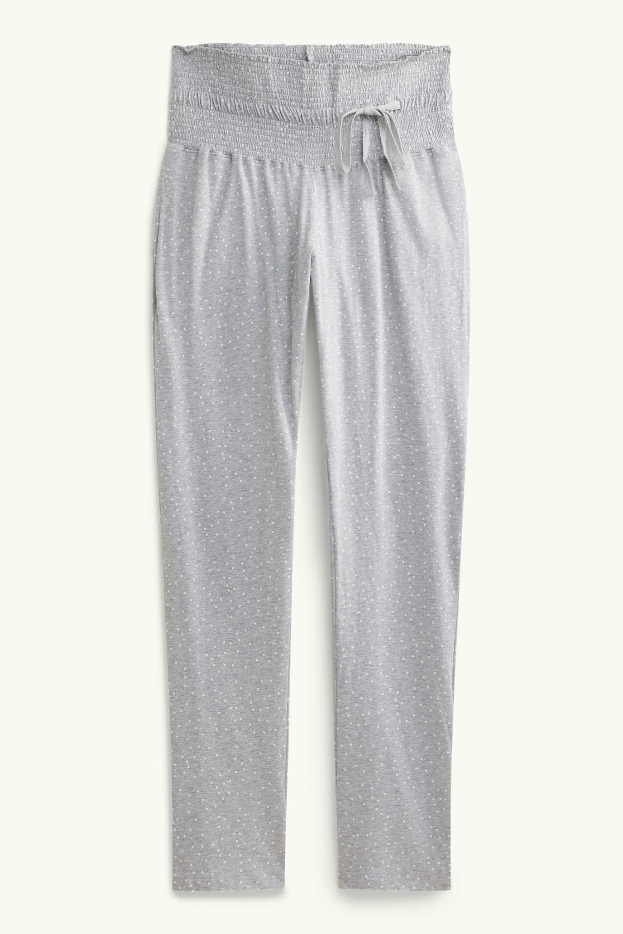 Maternity pyjama bottoms - polka dot - smocked light gray