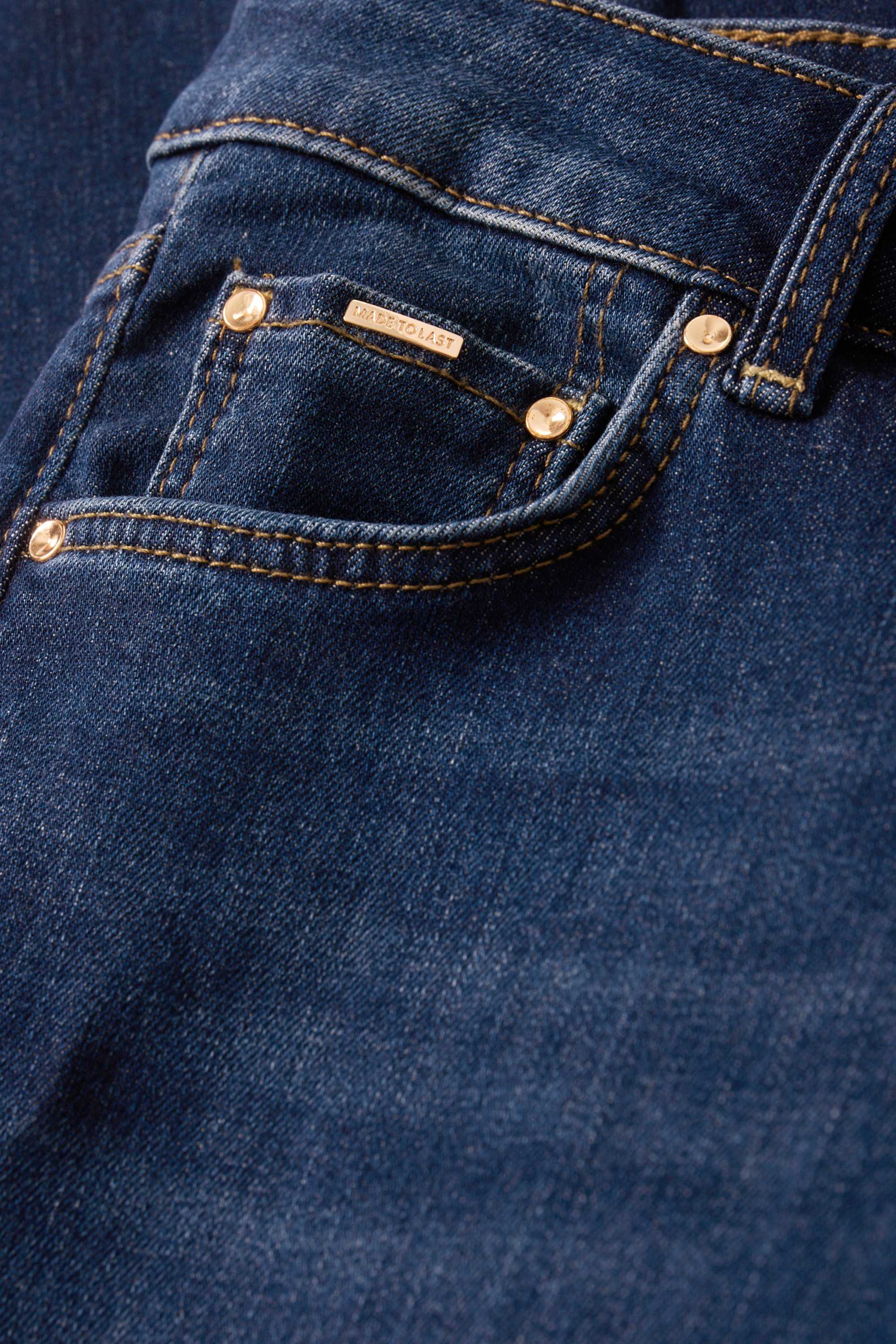 Straight jeans - mid-rise waist - LYCRA® blue denim