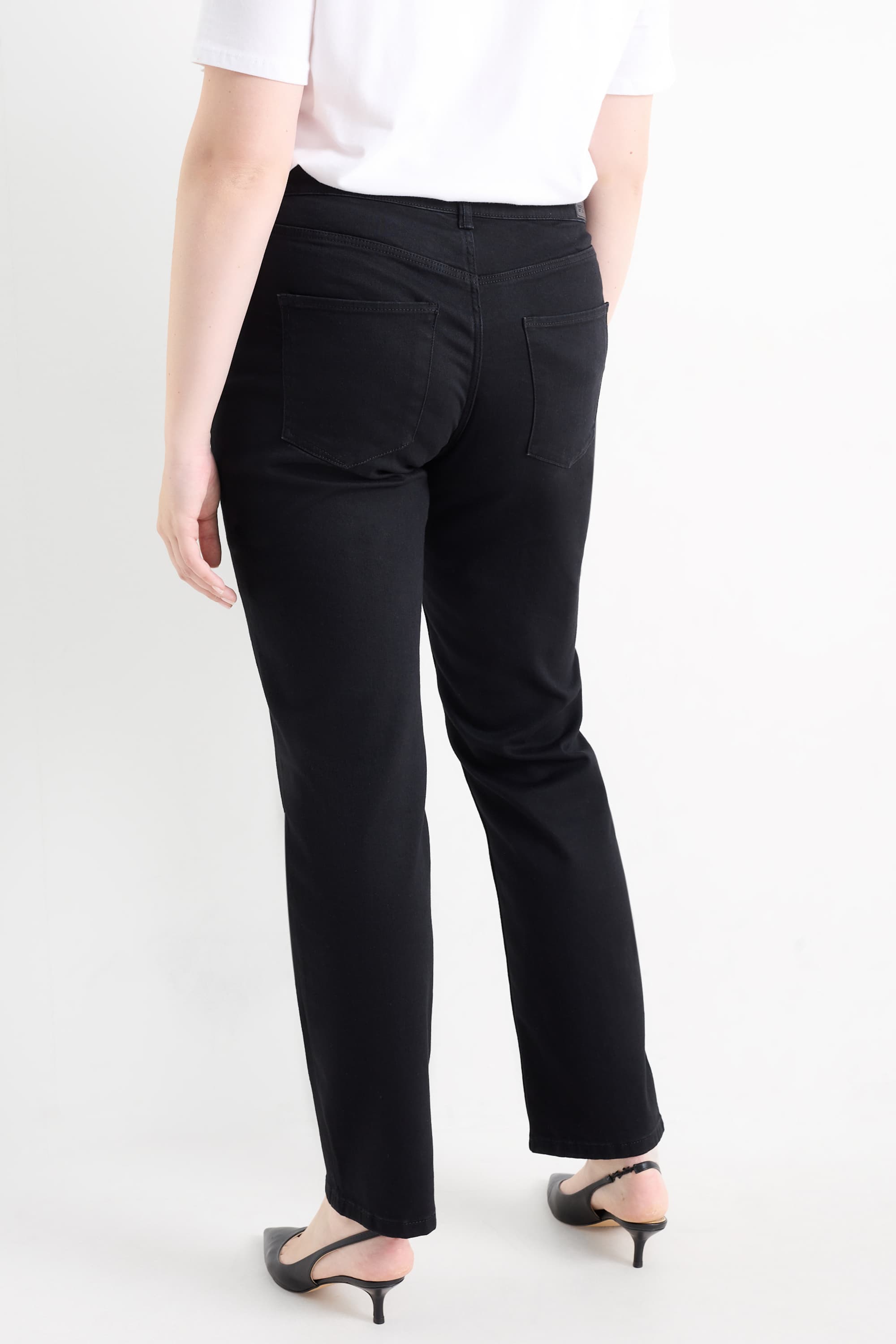 Straight jeans - mid-rise waist - LYCRA® black