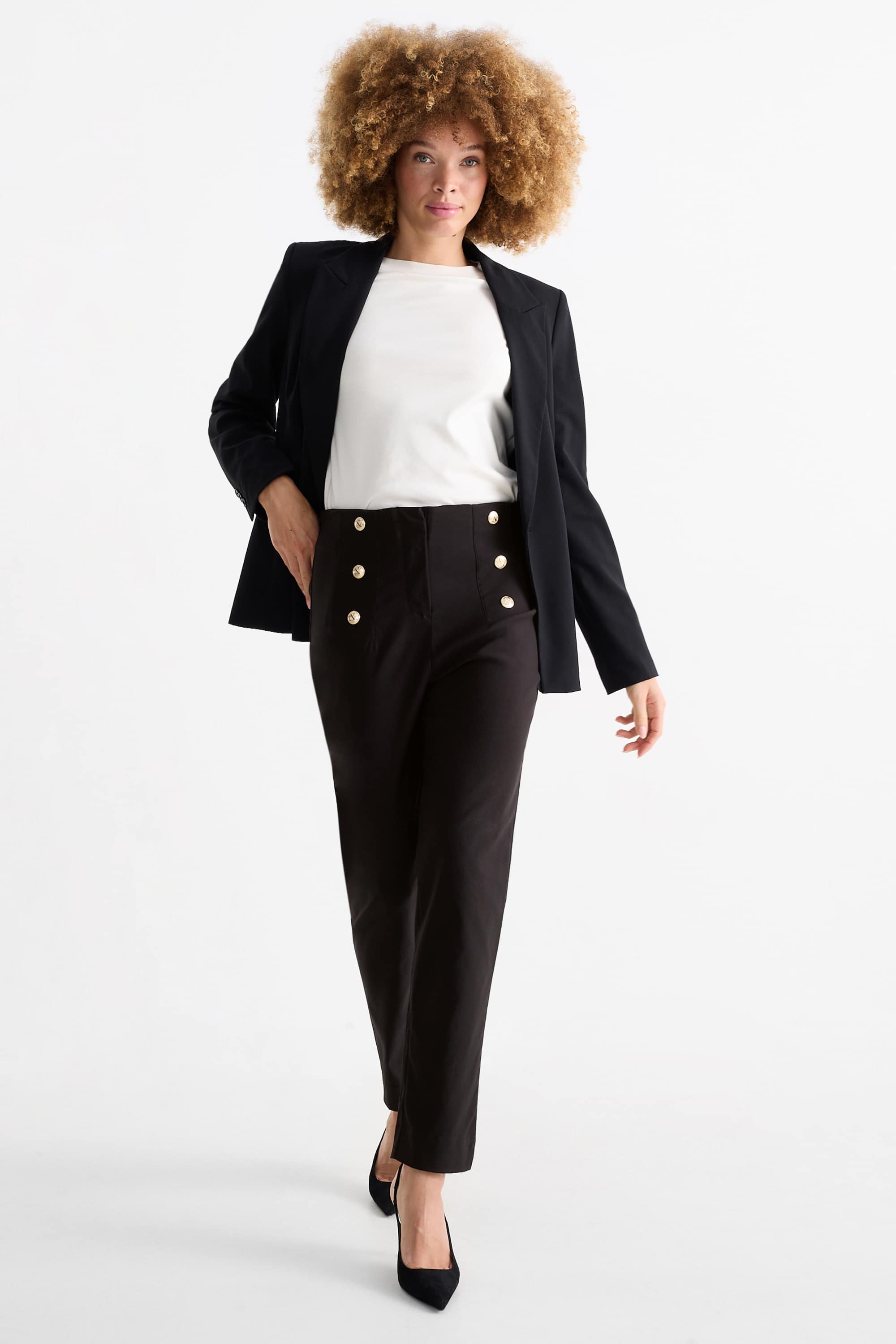 Cloth trousers - high waist - slim fit black