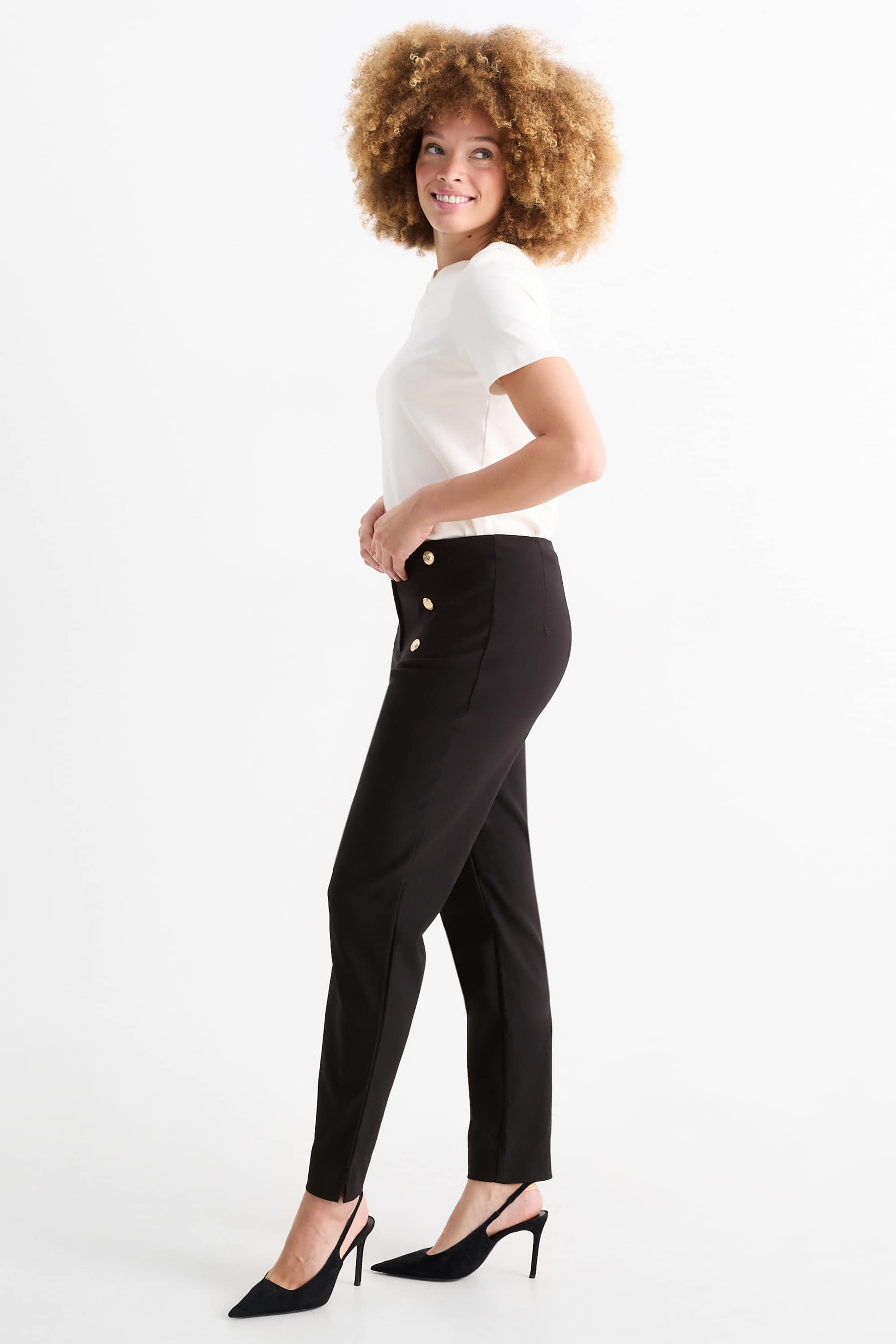 Cloth trousers - high waist - slim fit black
