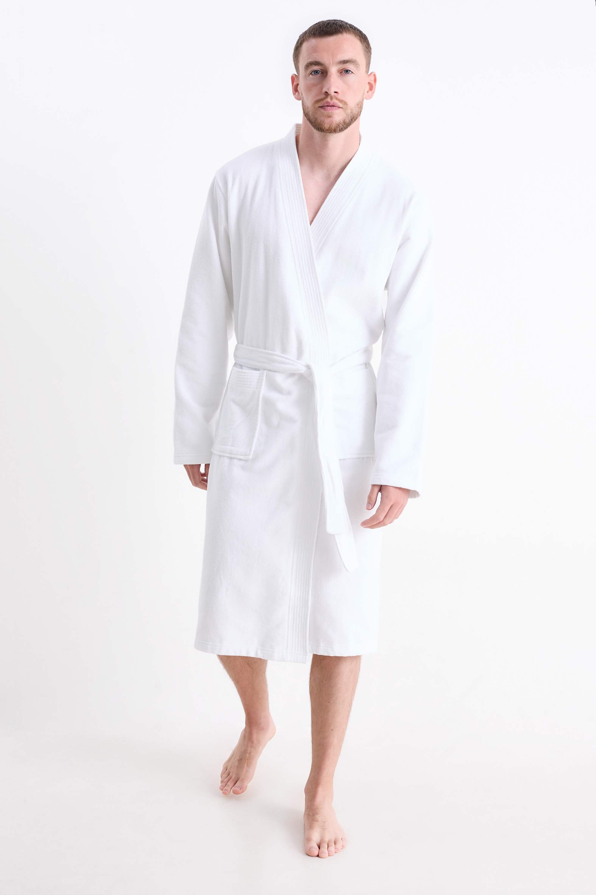 Terry cloth bathrobe white