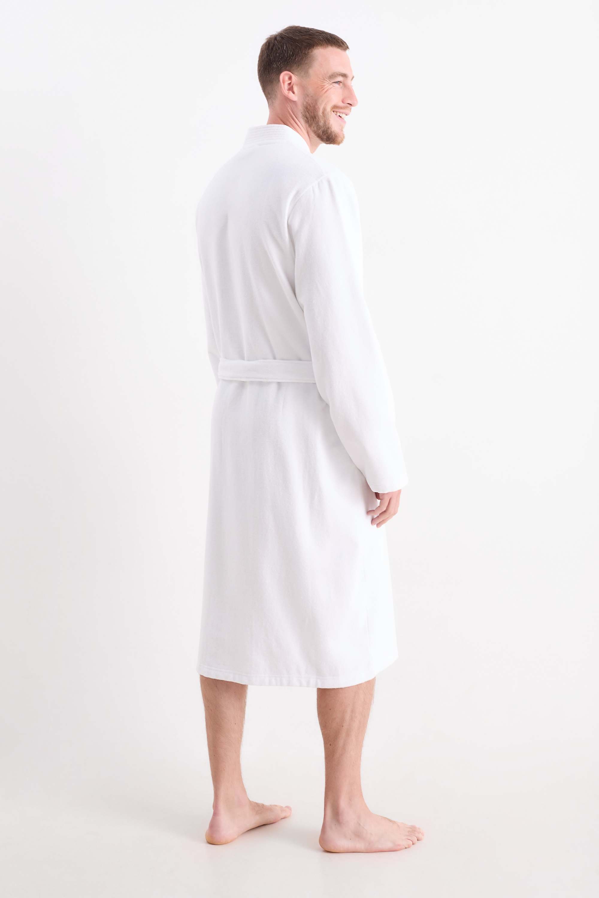 Terry cloth bathrobe white