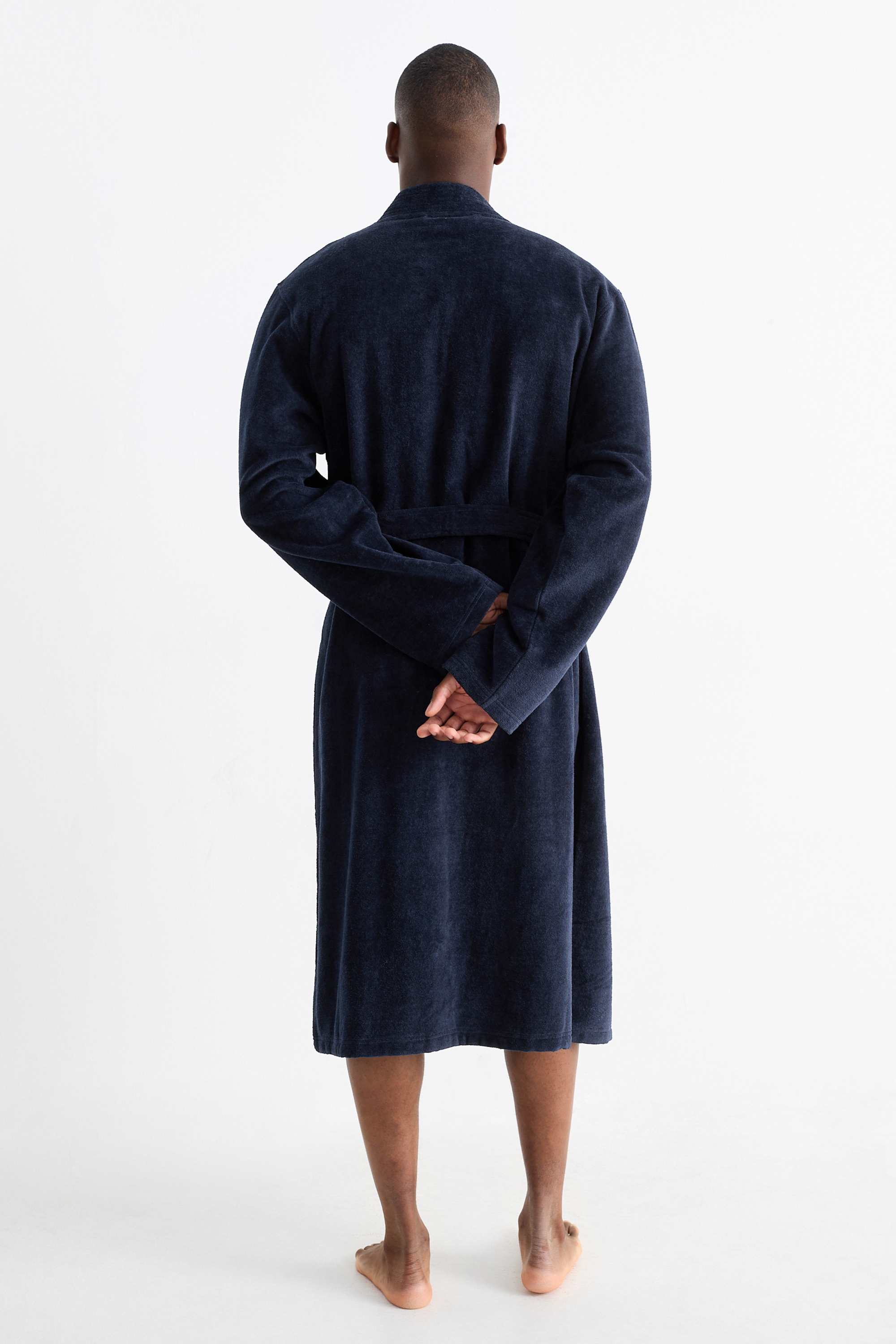 Terry cloth bathrobe dark blue