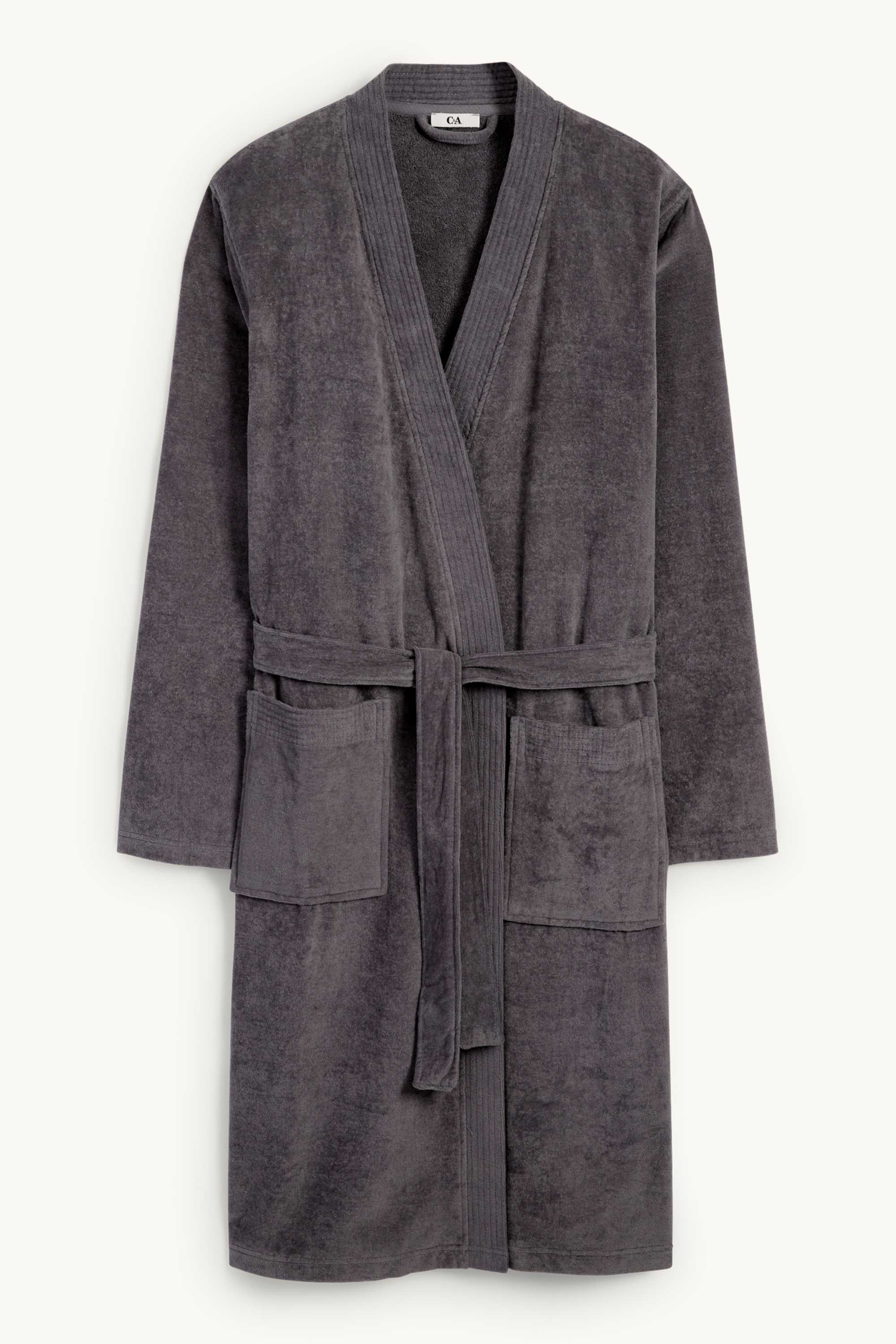Terry cloth bathrobe dark gray