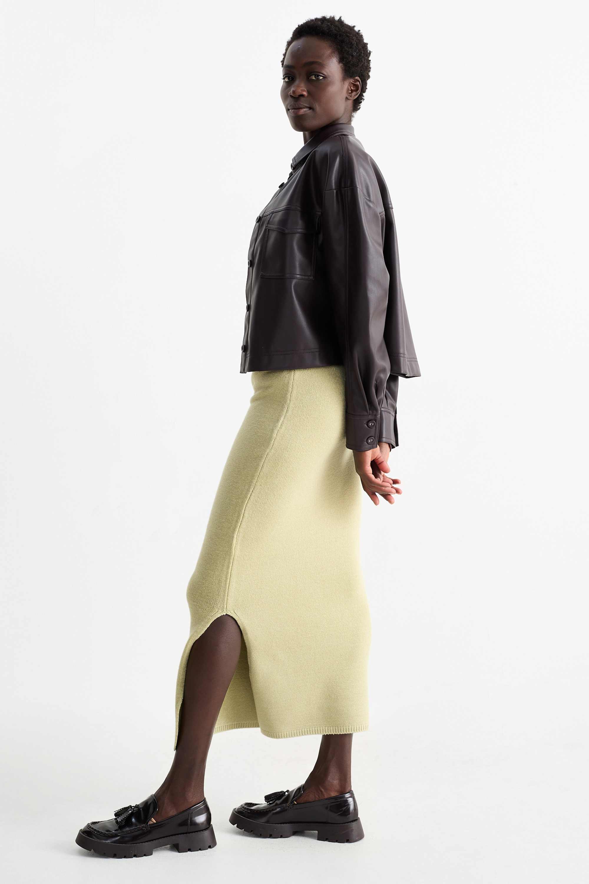 Knitted skirt mint green