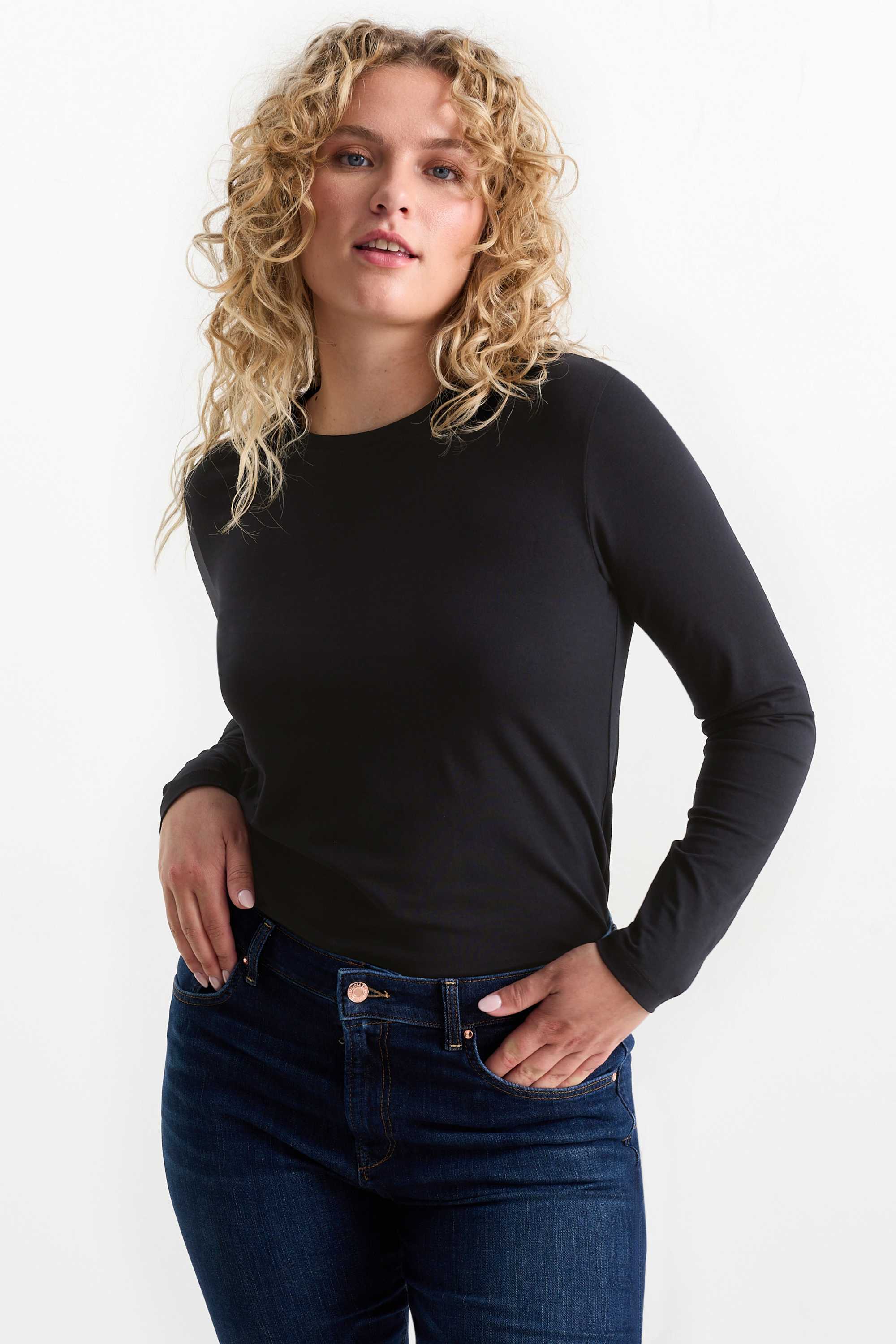 Multipack of 2 - long sleeve top black