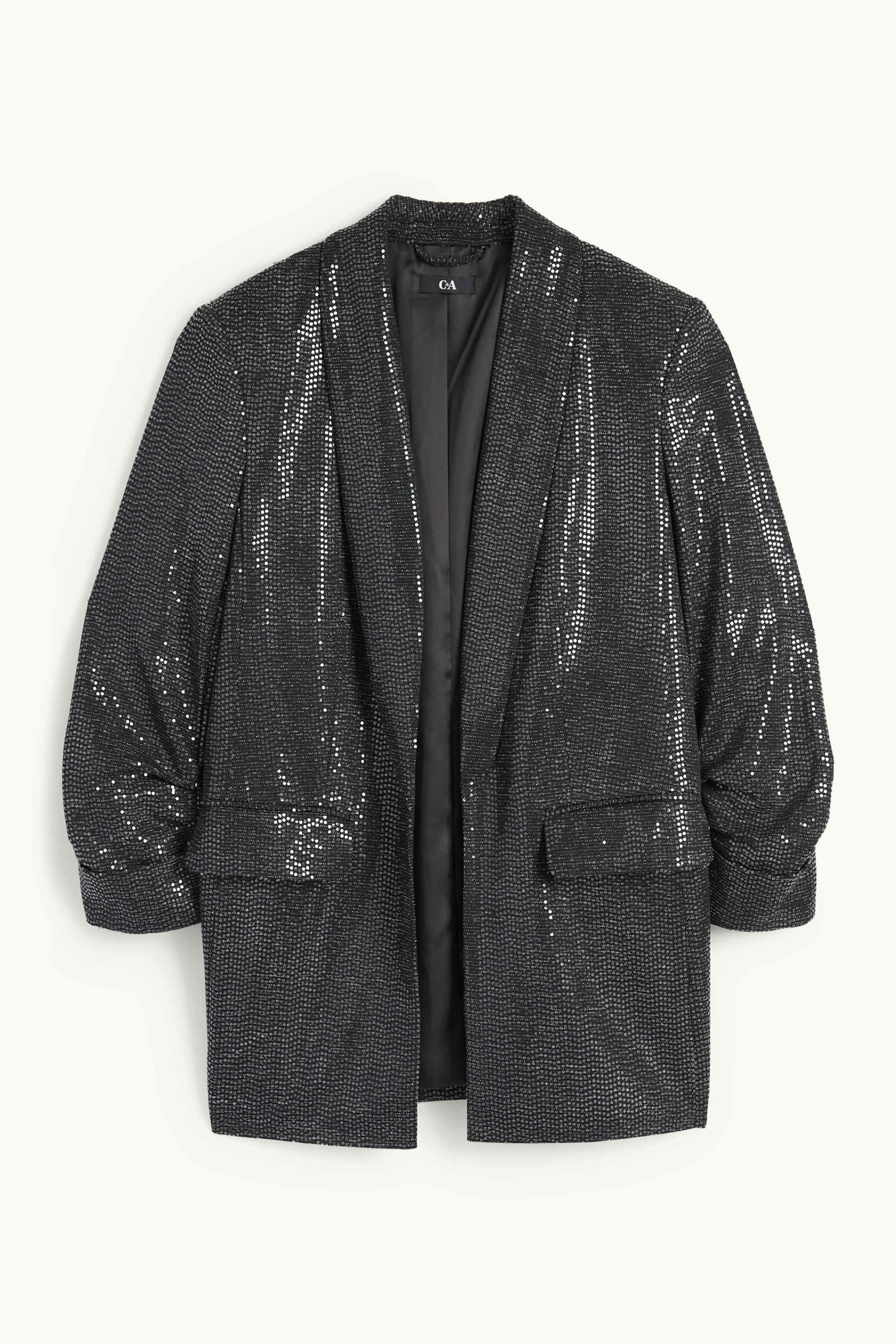 Long sequin blazer - relaxed fit black