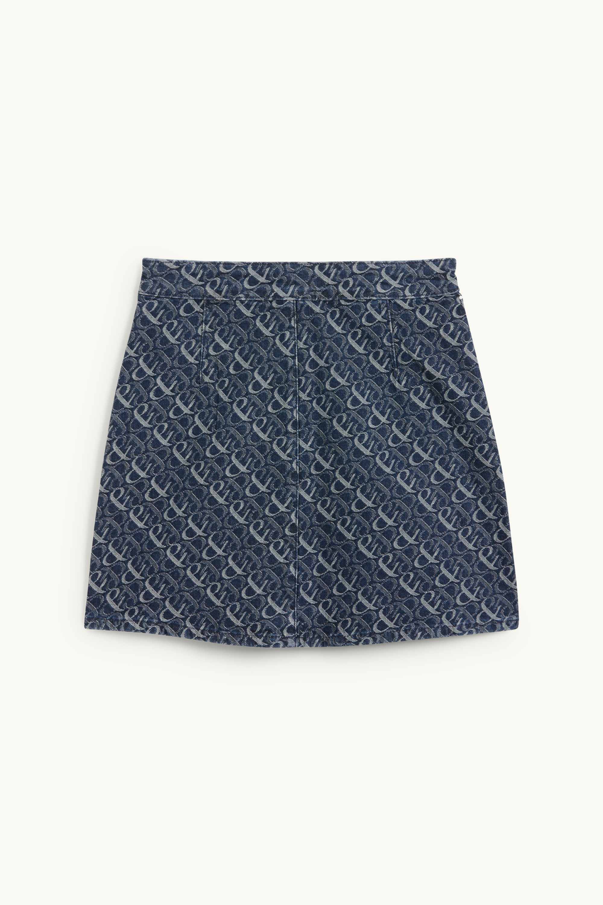 Denim miniskirt - patterned denim-dark blue