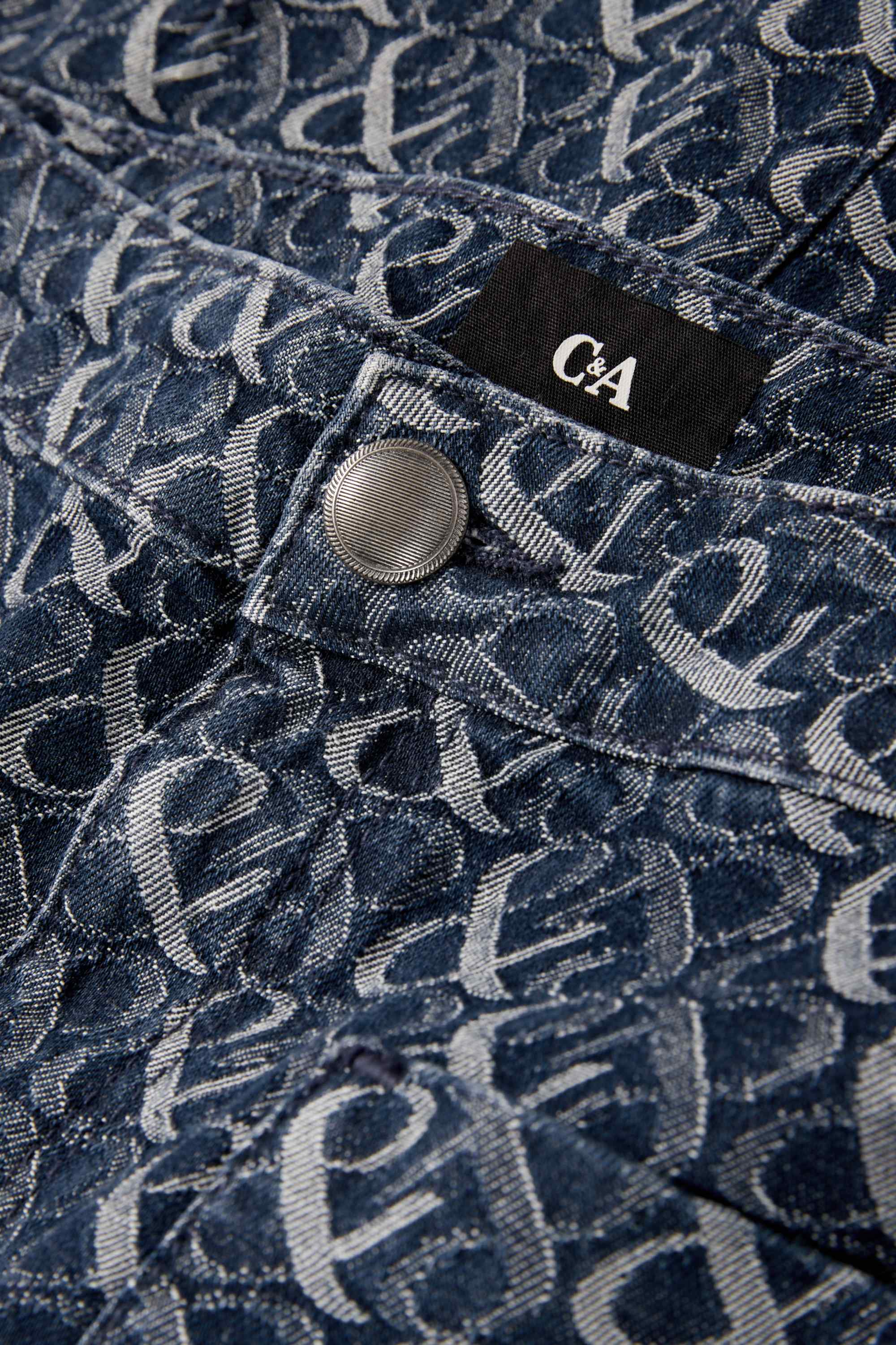 Denim miniskirt - patterned denim-dark blue