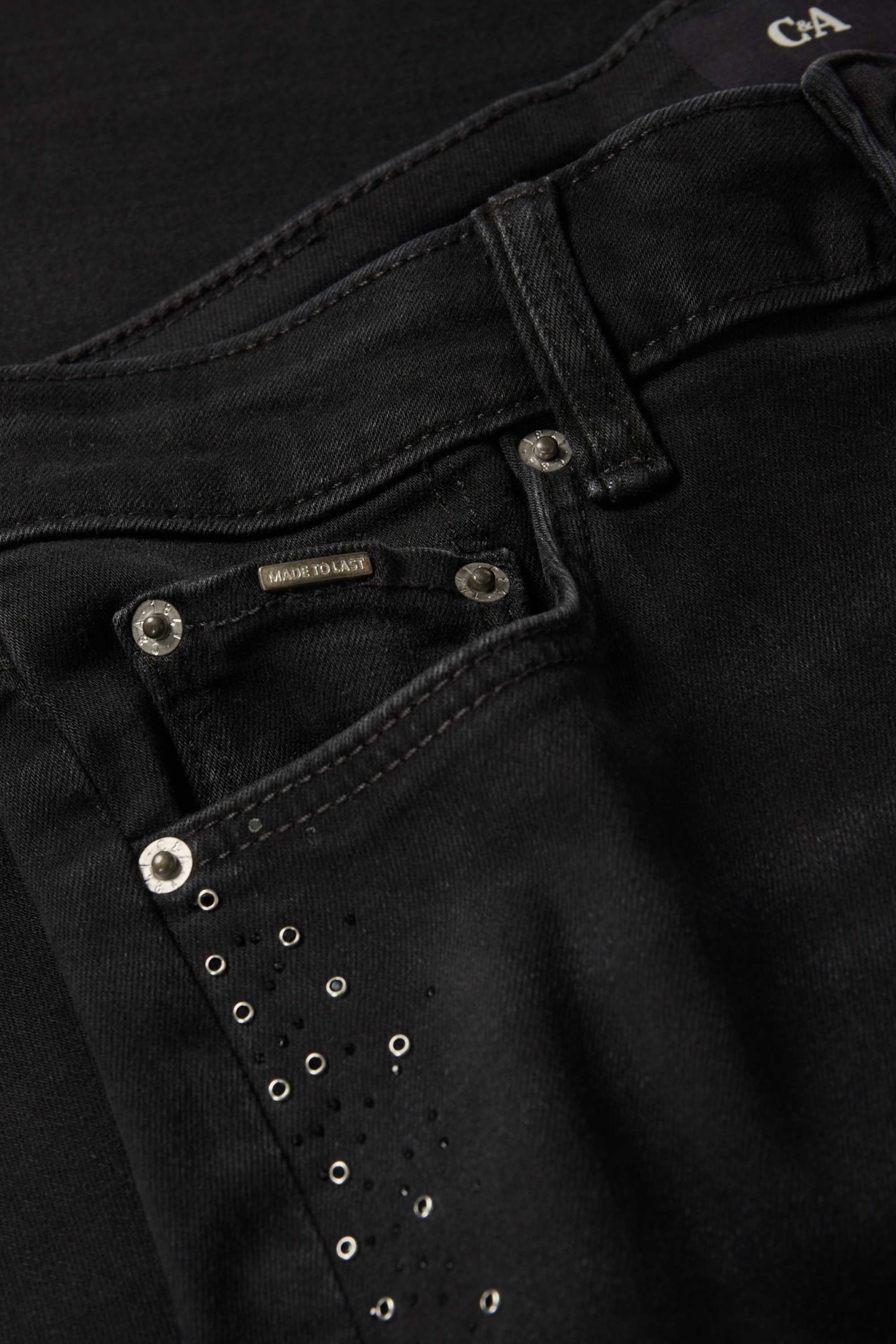 Bootcut jeans with rhinestones - mid-rise waist denim-dark gray