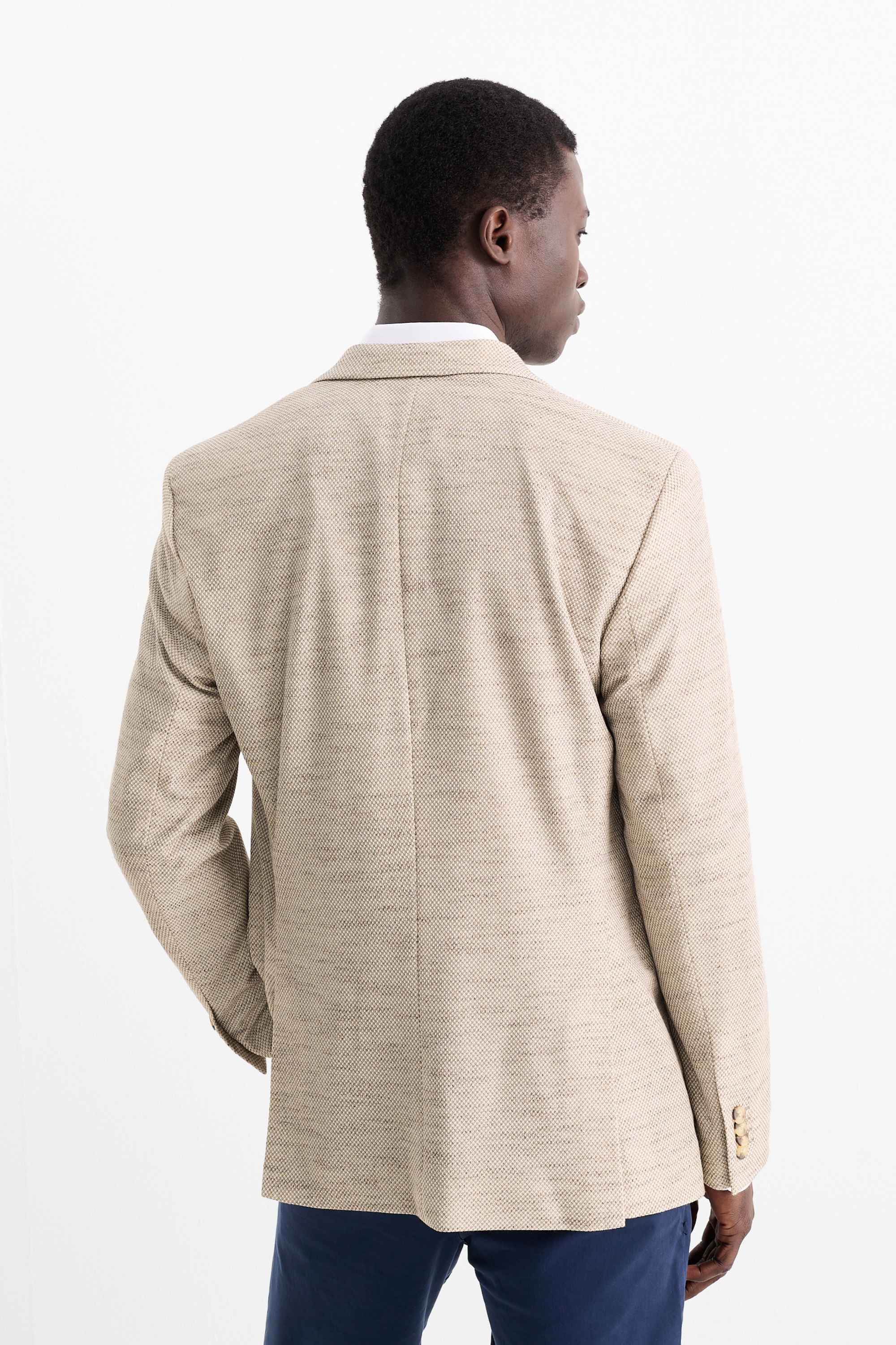 Tailored jacket - regular fit - Flex - textured light beige