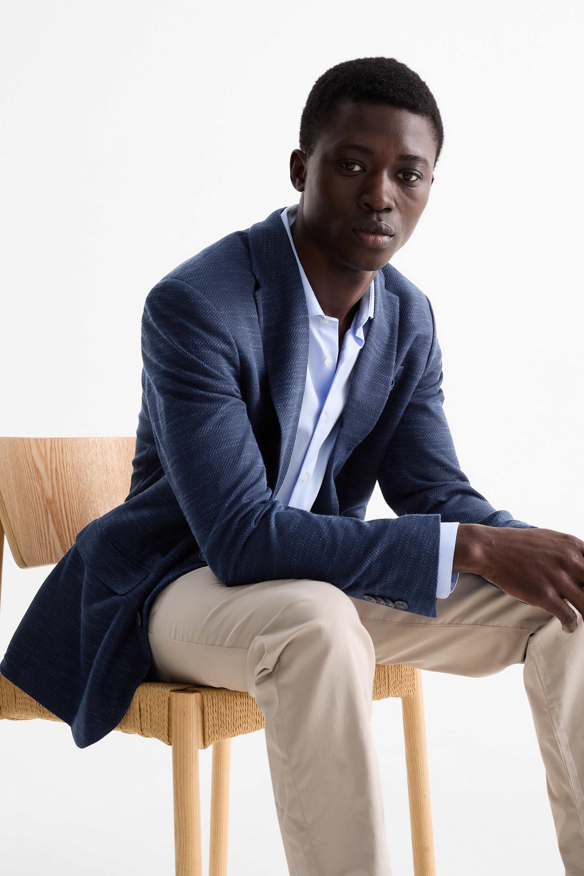Tailored jacket - regular fit - Flex - textured dark blue