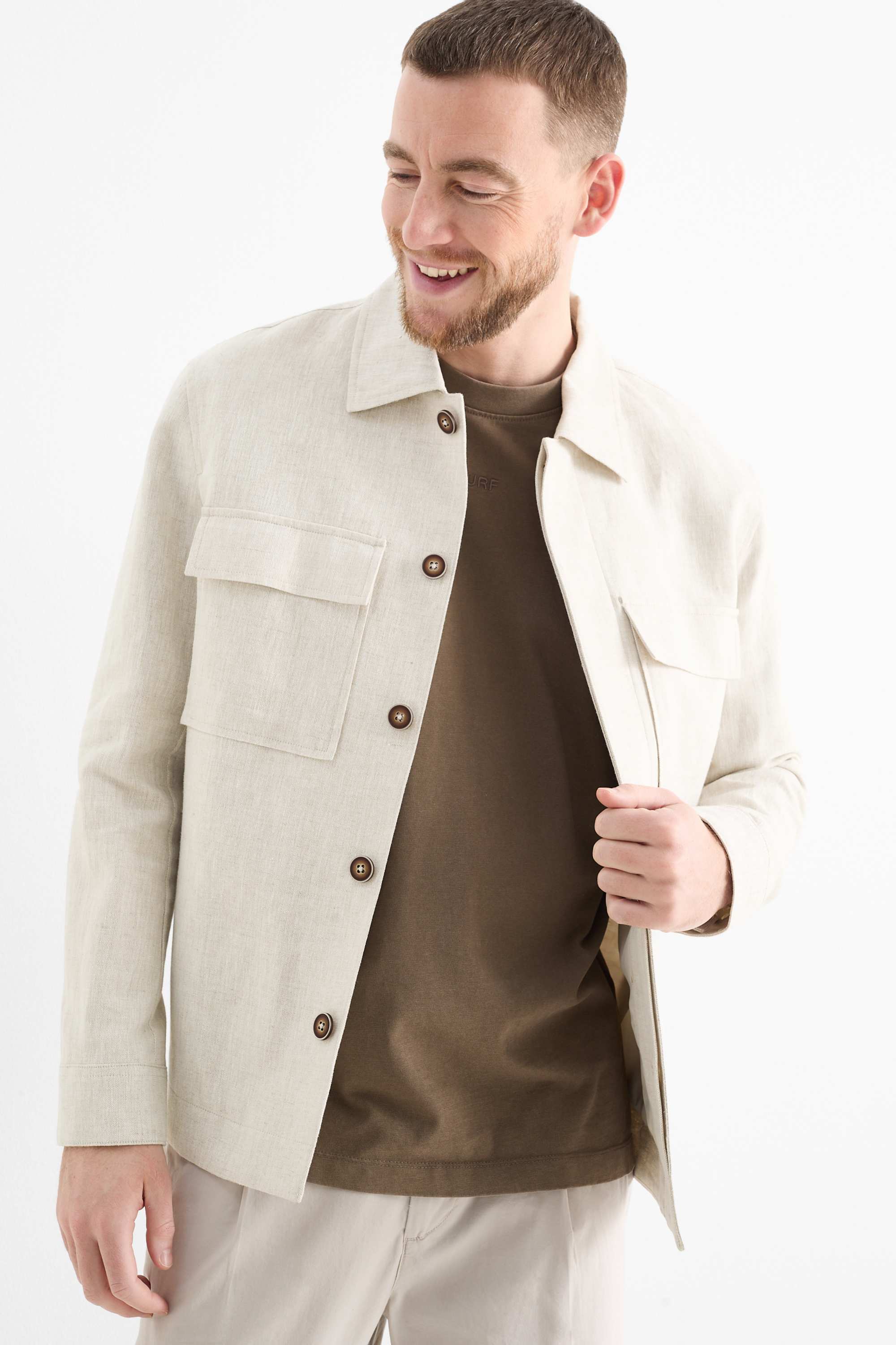 Shirt jacket - linen blend light beige