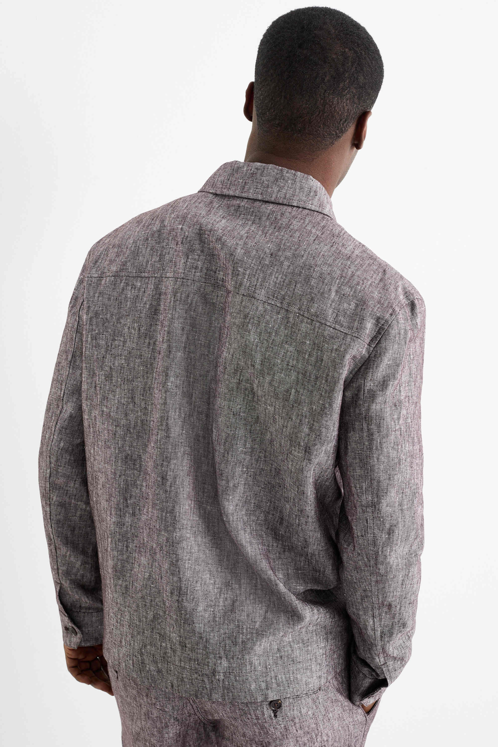 Shirt jacket - linen blend light gray