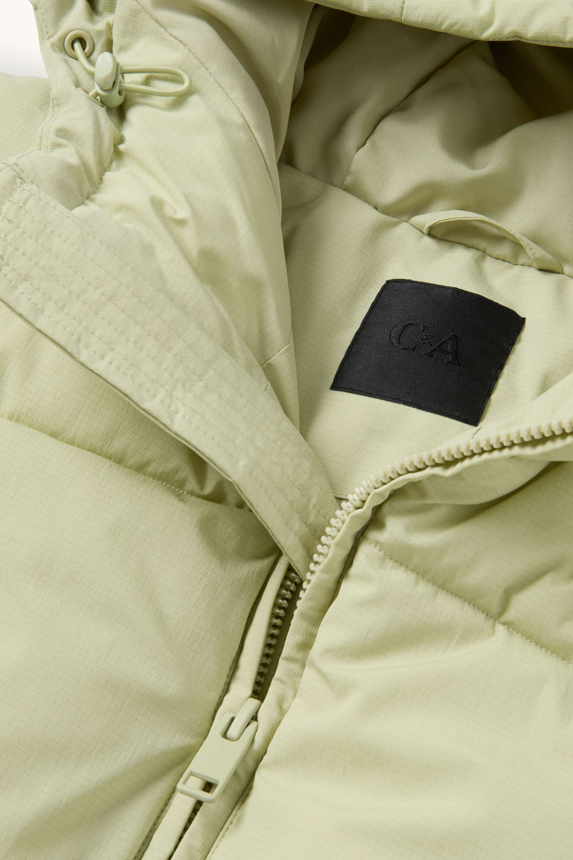 Quilted jacket with hood mint green