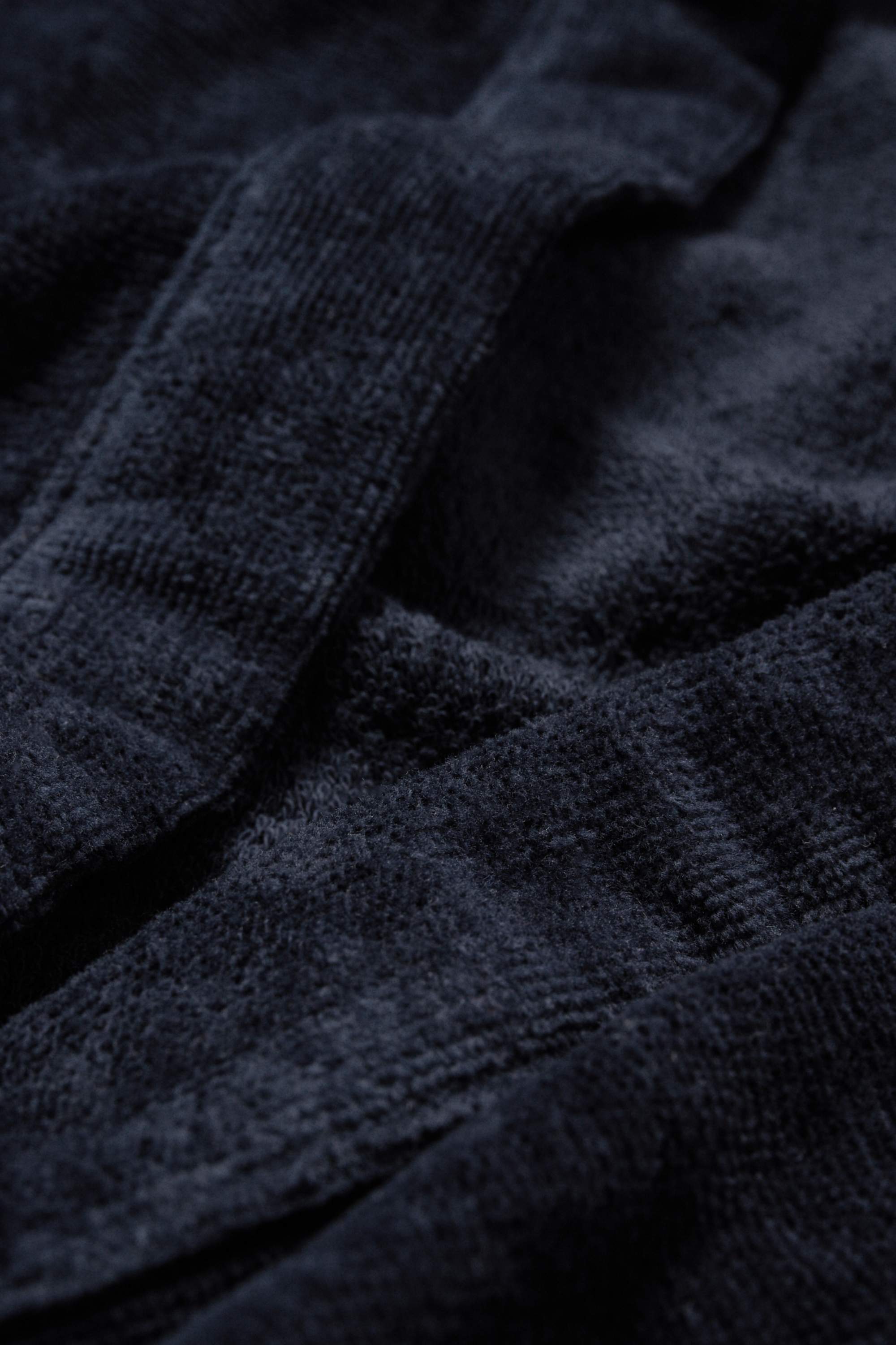 Terry cloth bathrobe with hood dark blue
