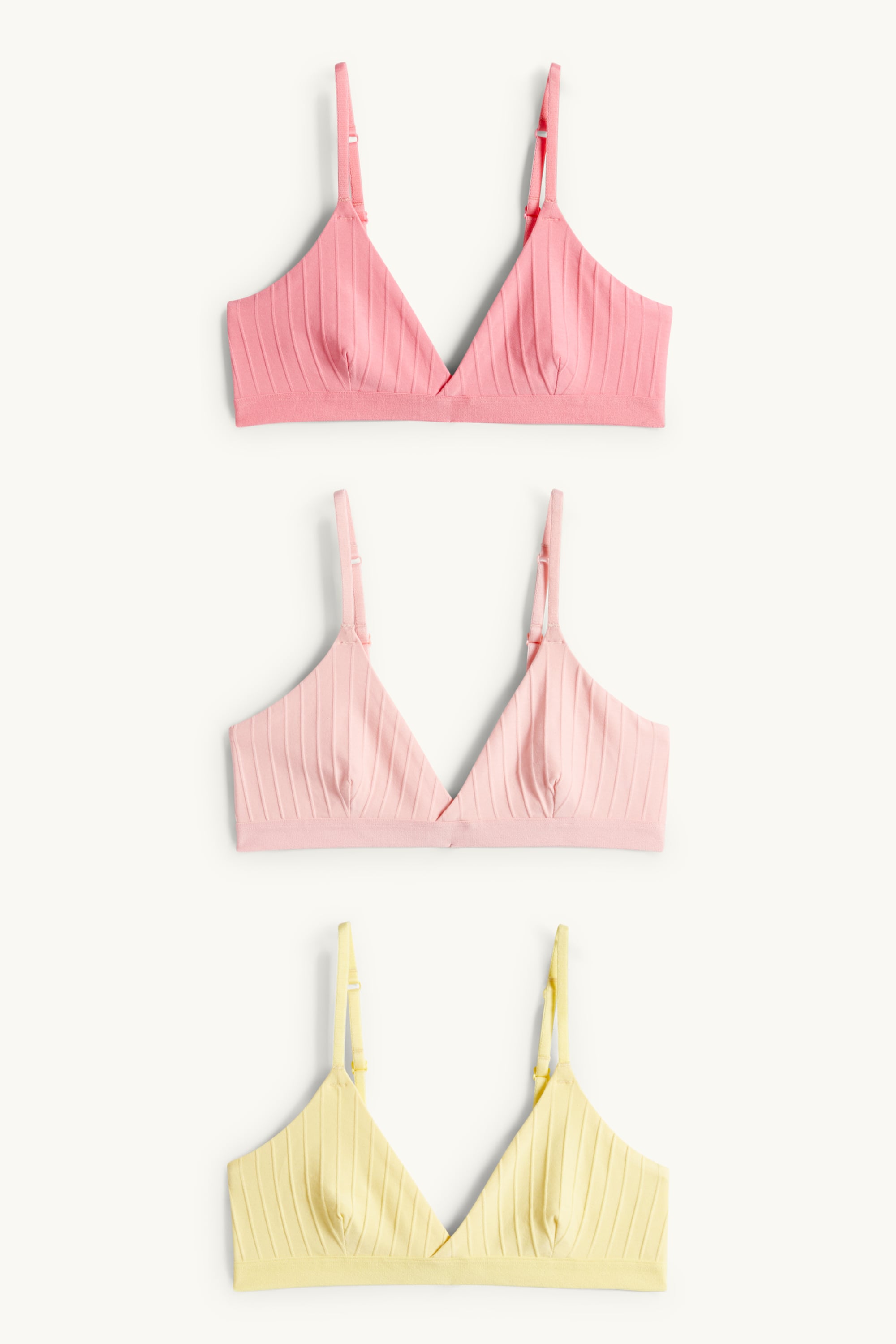 Multipack of 3 - non-wired bra - ribbed yellow