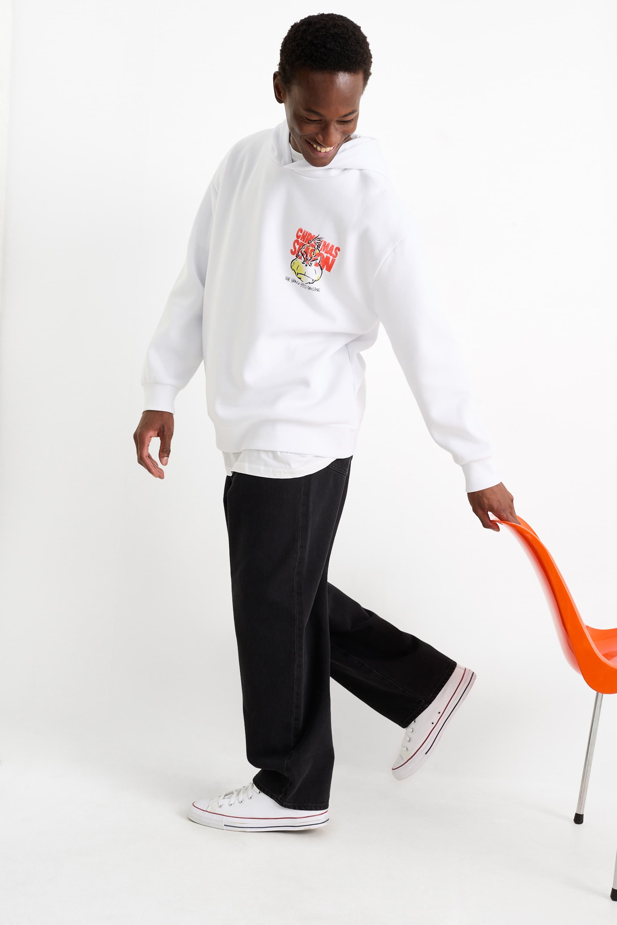 Christmas hoodie - The Grinch cremewhite