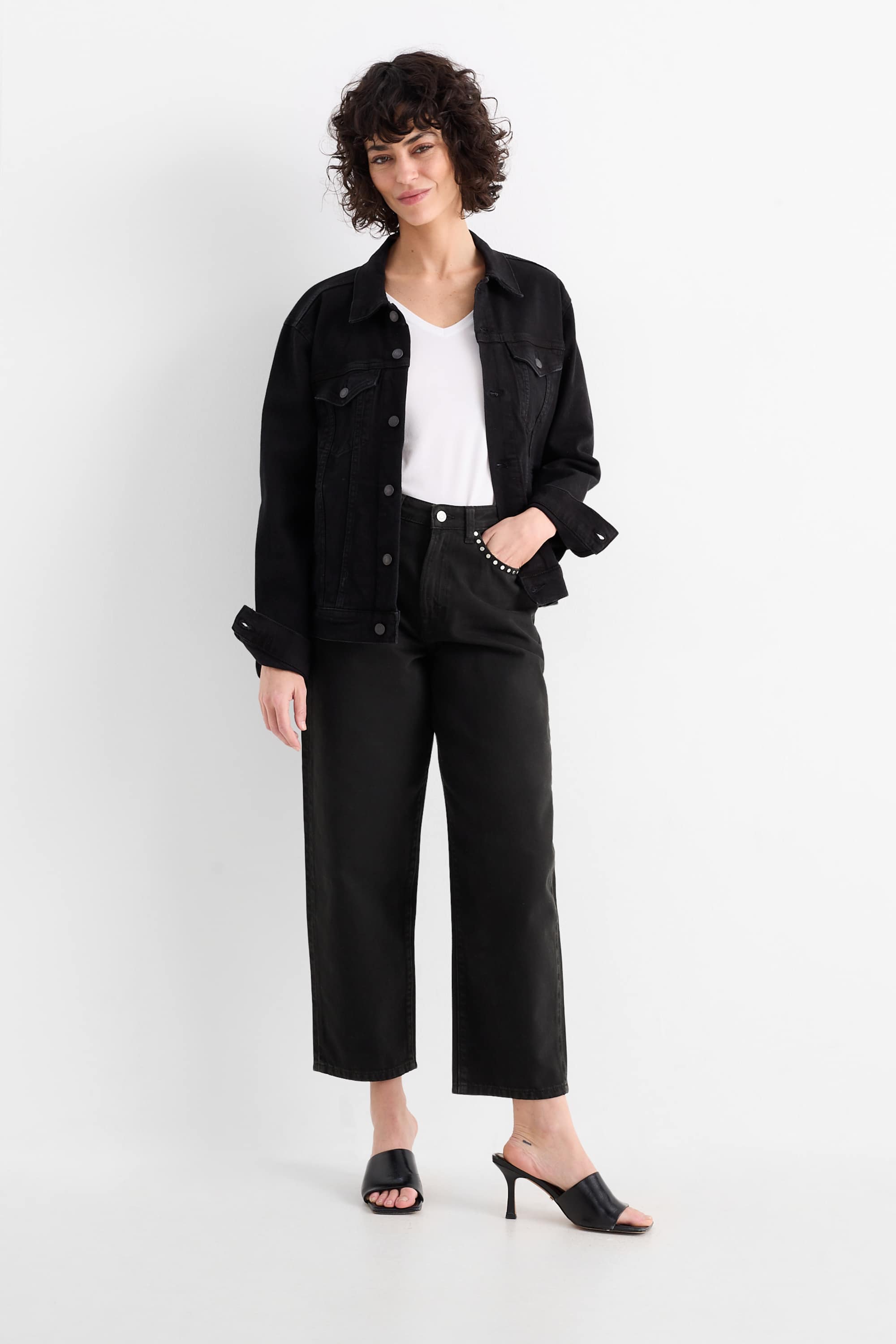 Barrel jeans - mid-rise waist black