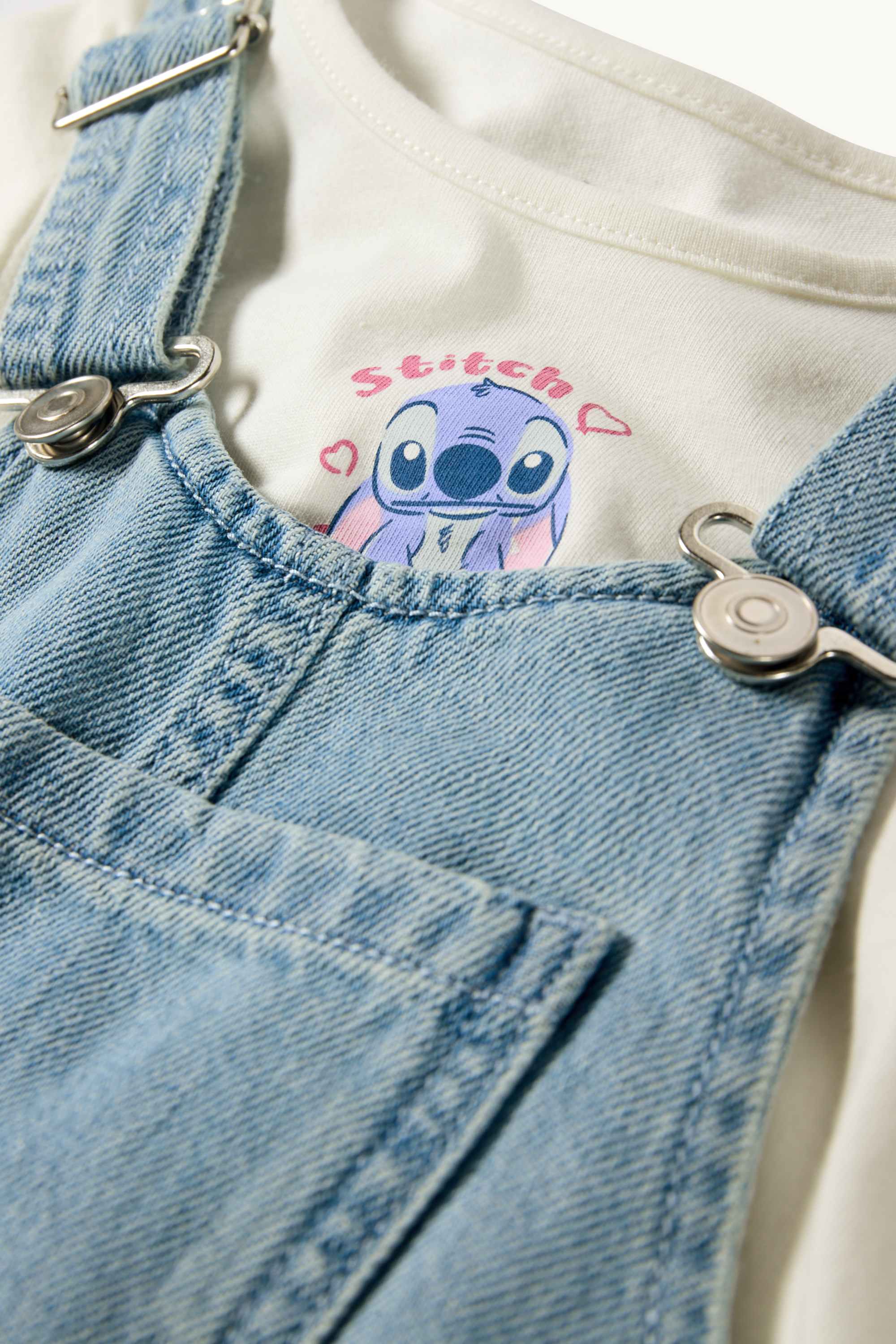 Lilo & Stitch - set - short sleeve T-shirt and denim pinafore dress denim-light blue