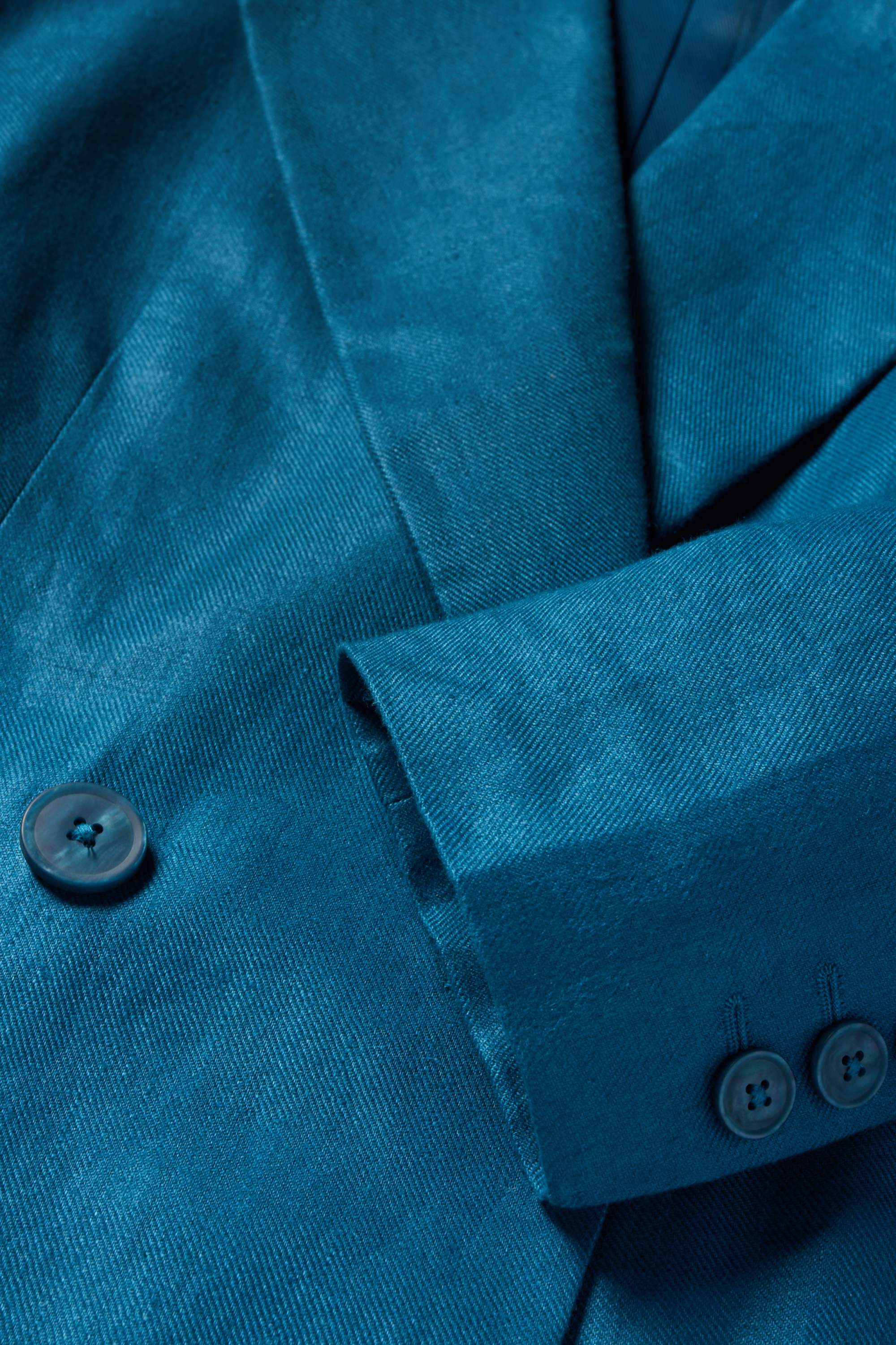 Cropped linen blazer- regular fit petrol