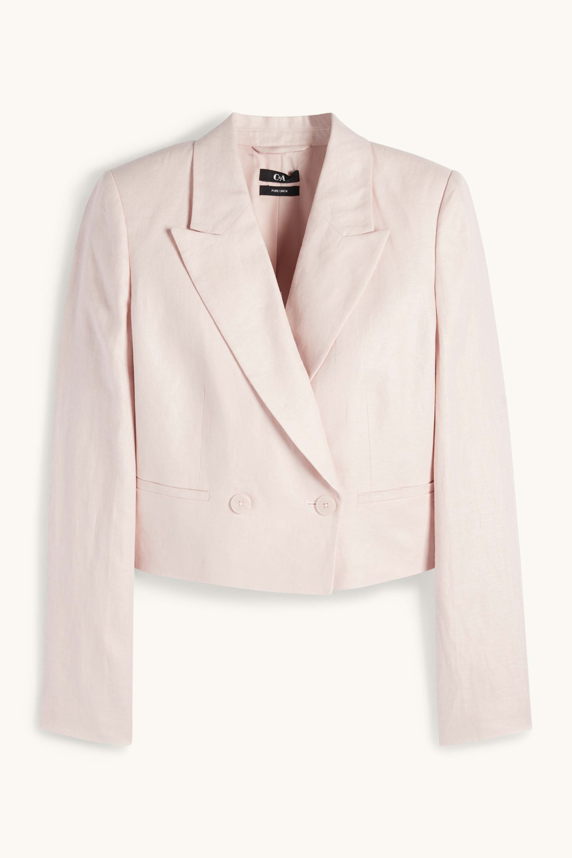 Cropped linen blazer- regular fit rose