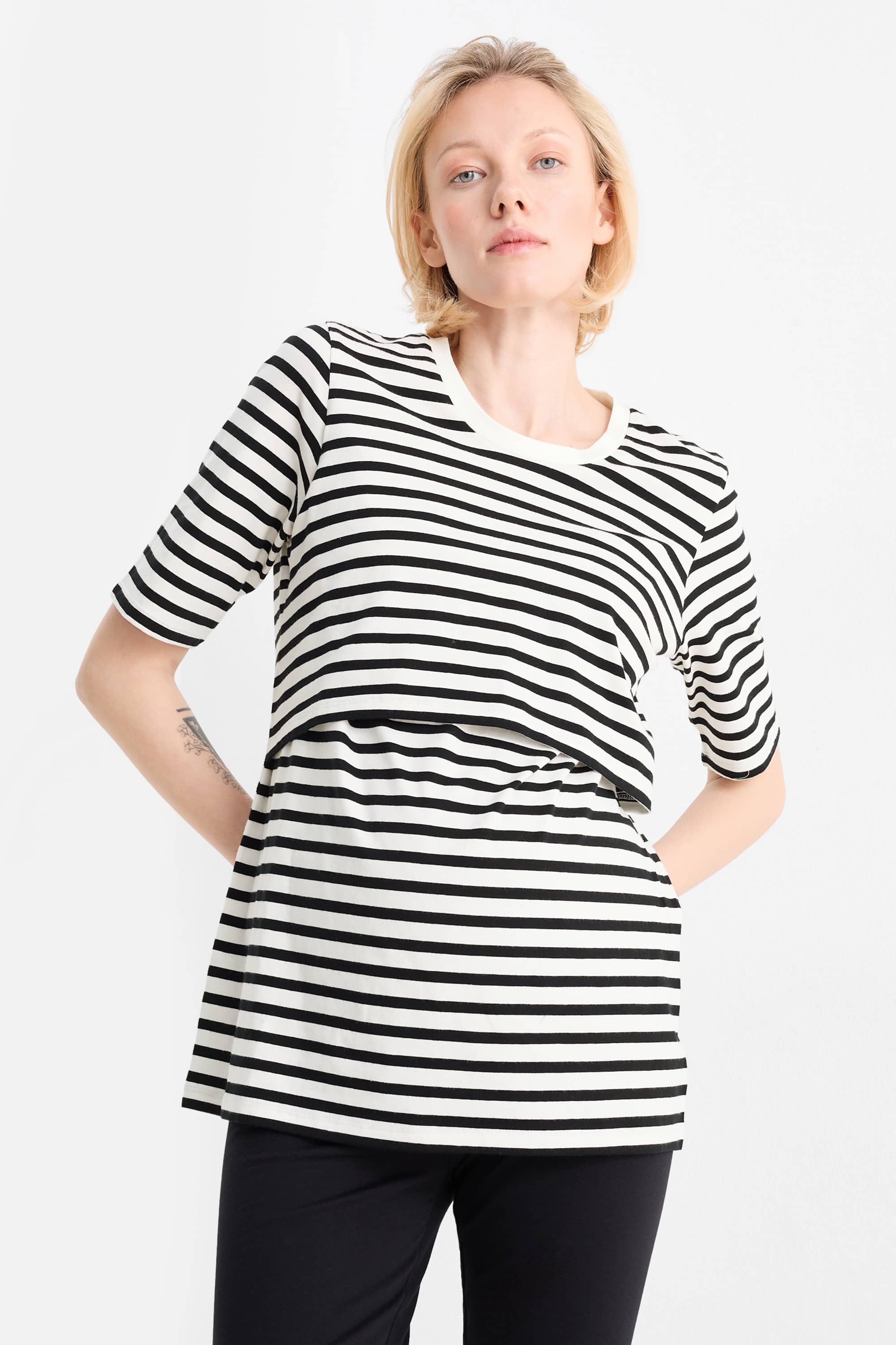 Multipack of 2 - nursing T-shirt black / white